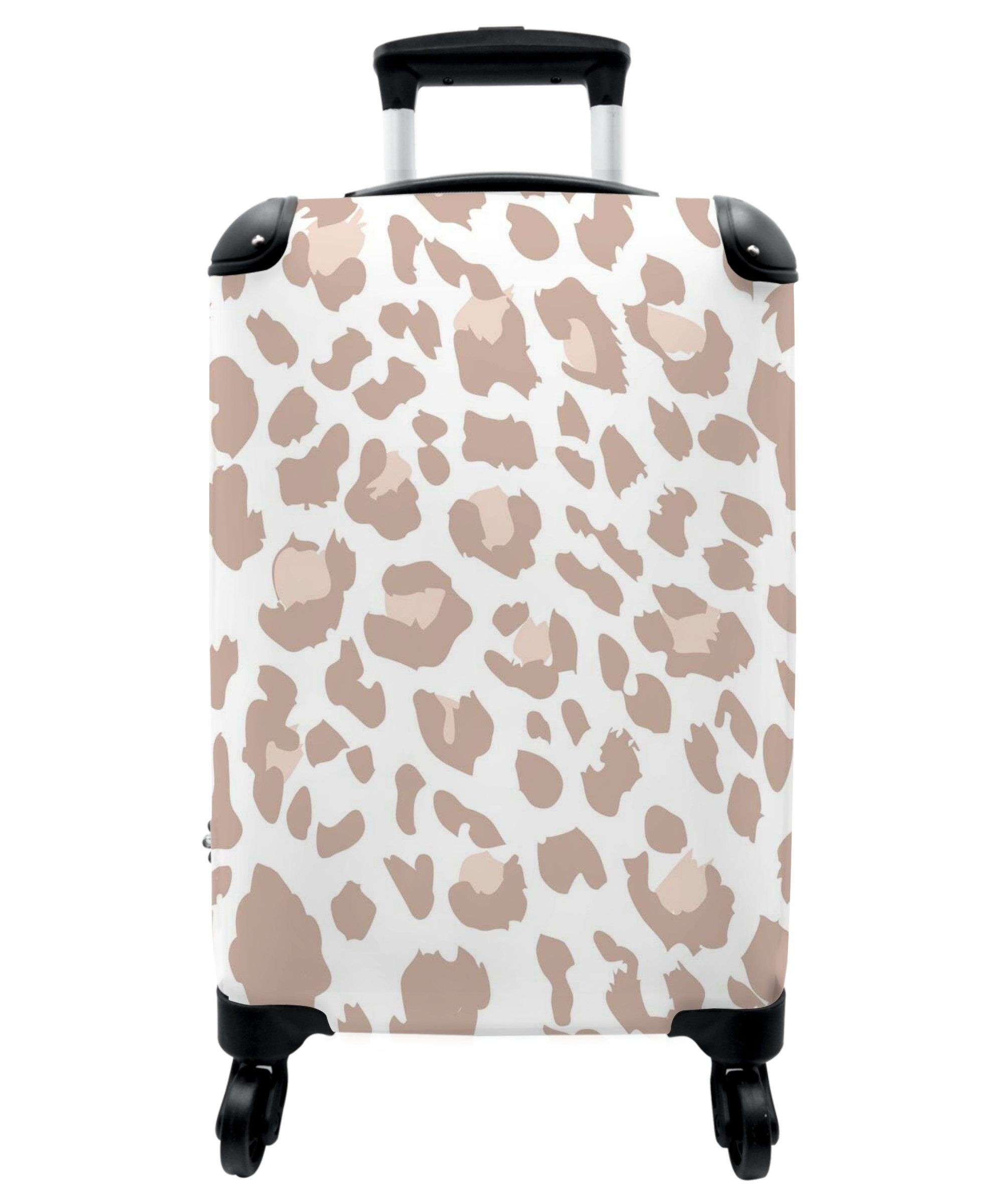 NoBoringSuitcases.com© Handgepäck-Trolley 55x35x20cm Pantherdruck - Tiere - Braun - Weiß - Muster, 4 Rollen, Handgepäck Trolley Rollkoffer Kleine Reisekoffer mit 4 Rollen - Cabin