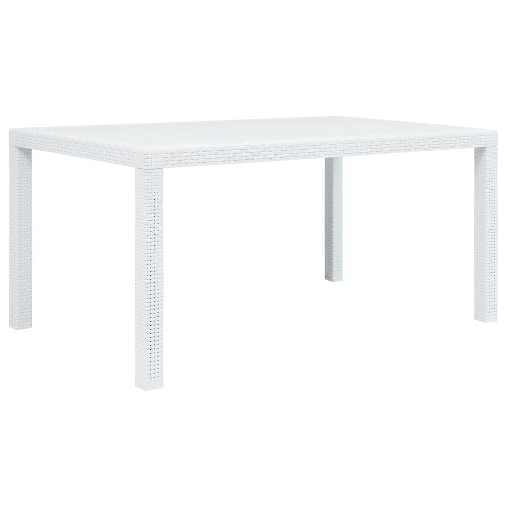 furnicato Gartentisch Weiß 150 x 90 x 72 cm Kunststoff Rattan-Optik | Tische