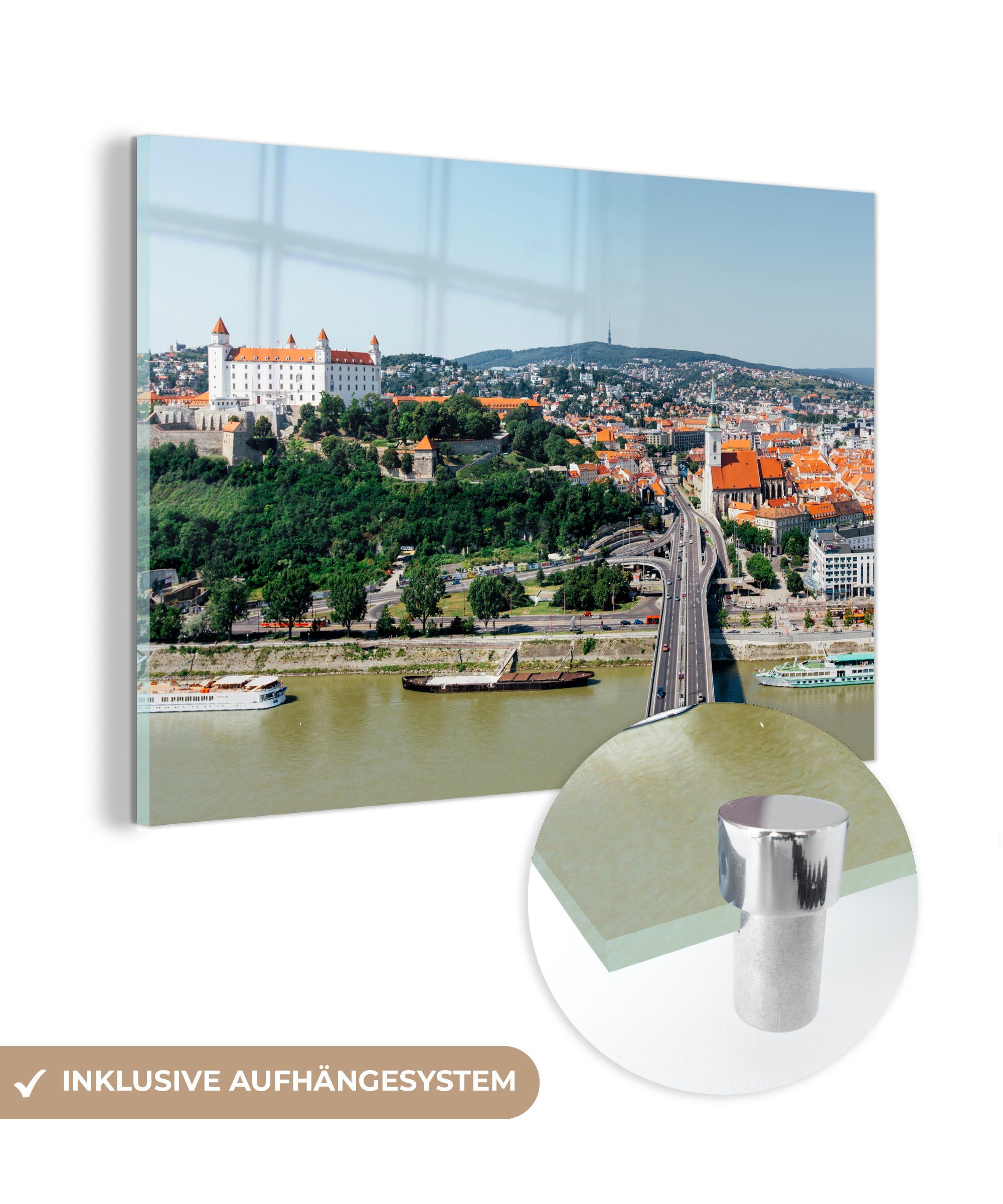 MuchoWow Acrylglasbild Hauptstadt der Slowakei Bratislava, (1 St), Acrylglasbilder Wohnzimmer & Schlafzimmer