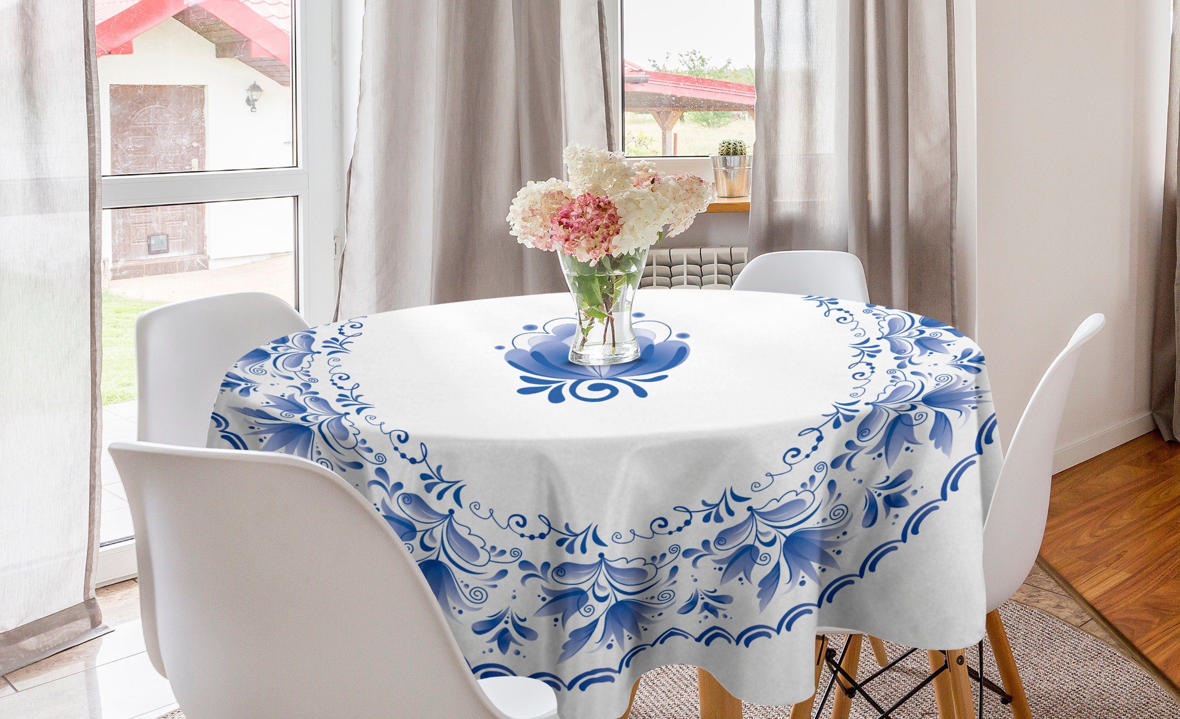 Abakuhaus Tischdecke Kreis Tischdecke Abdeckung für Esszimmer Küche Dekoration, Mandala Persian Nostalgic Flora | Tischdecken