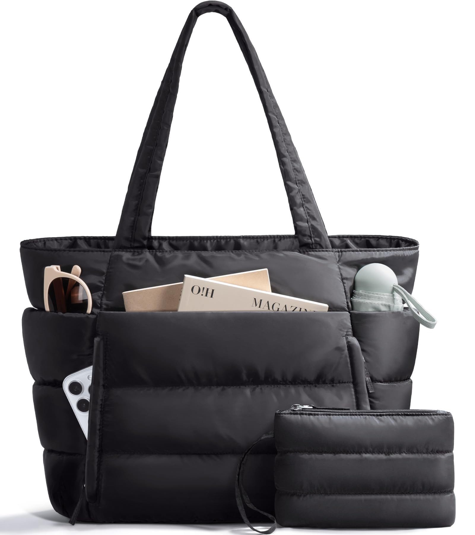 nsihing Umhängetasche Handtasche Damen Shopper Schultertasche Damen Tote Bag, Puffer-Tragetasche für Damen, leichte, bauschige Arbeitshandtasche