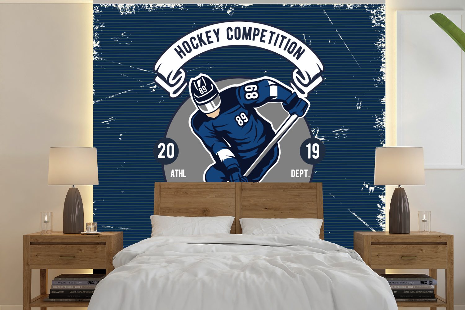 oder Schlafzimmer, Eishockey Wohnzimmer Puck, Vinyl - MuchoWow Matt, für St), Jahrgang Tapete Fototapete - Wandtapete bedruckt, (5