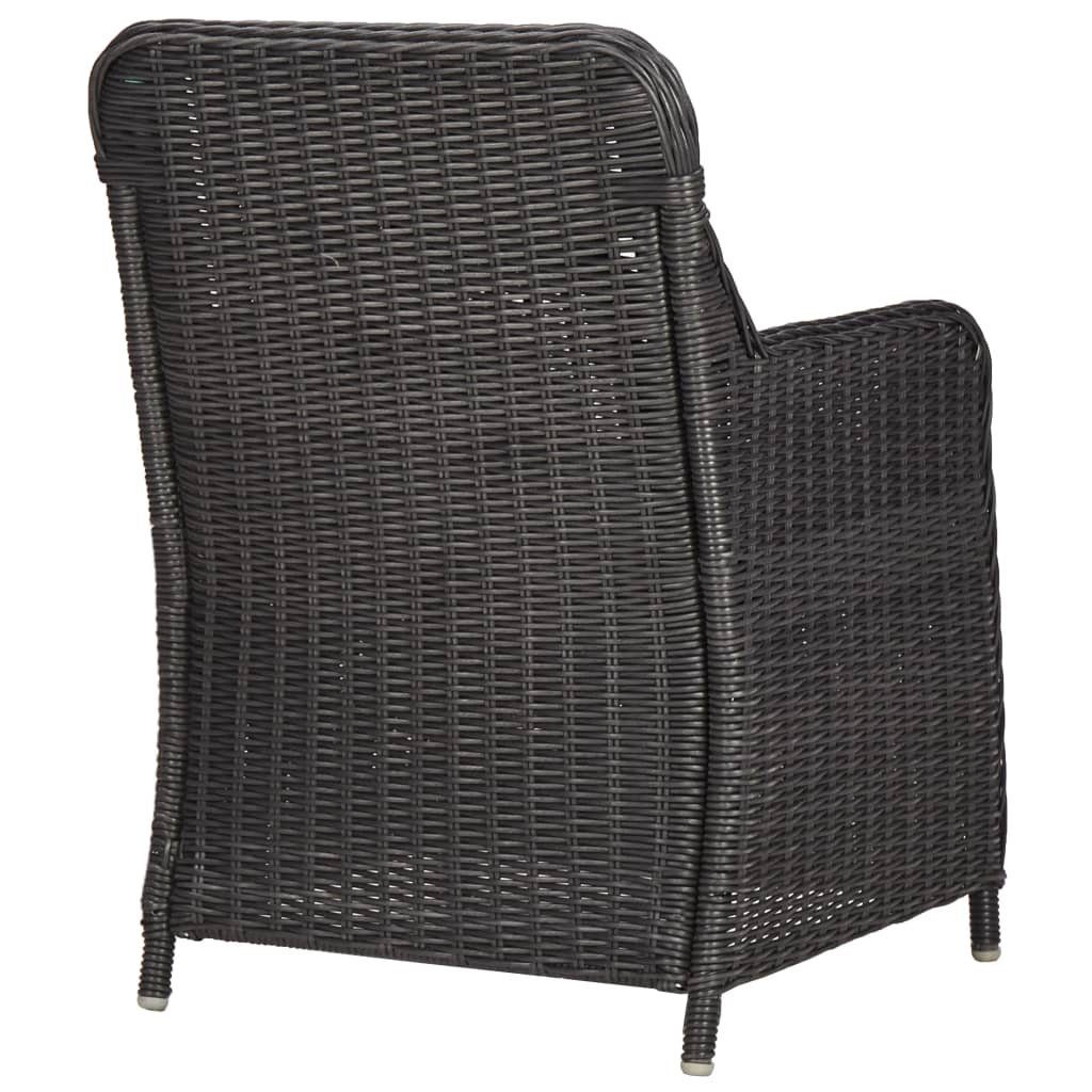 mit Rattan Auflagen Gartenstuhl (1 Schwarz St) 3-tlg. Poly vidaXL Garten-Bistro-Set