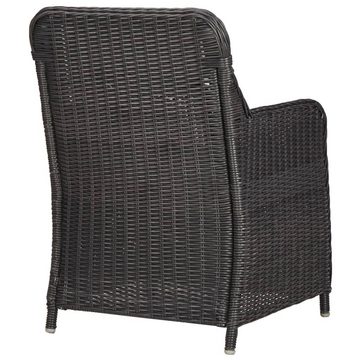 vidaXL Gartenstuhl 3-tlg. Garten-Bistro-Set mit Auflagen Poly Rattan Schwarz (1 St)