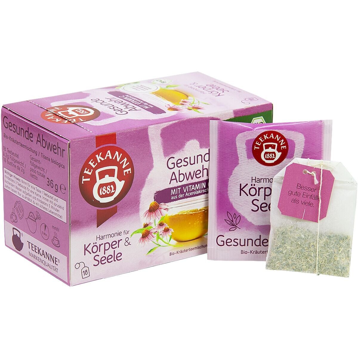 TEEKANNE Tee BIO Gesunde Abwehr, 18 Beutel, Kräuterteemischung mit Vitamin C