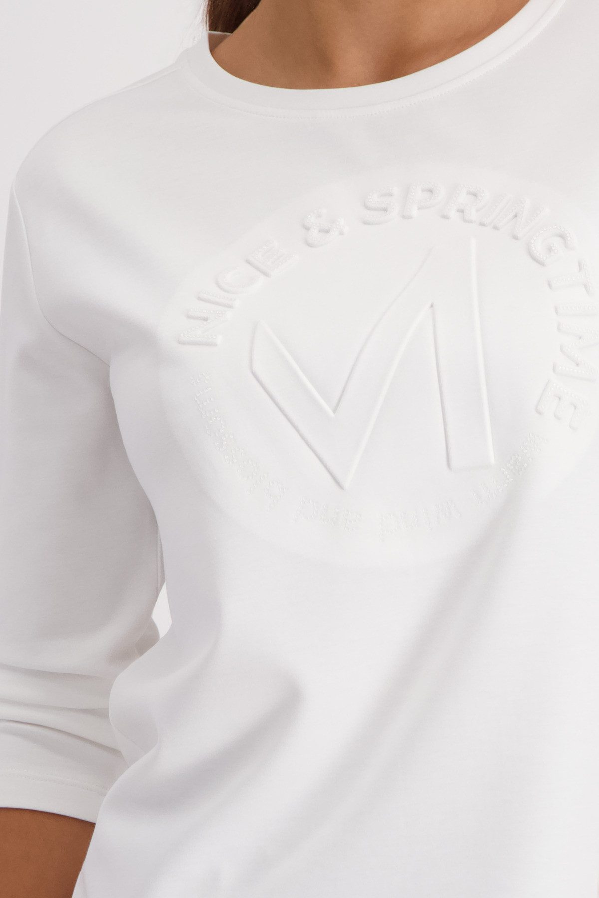 Monari Sweatshirt Rundhalsausschnitt, Prägedruck mit Strasssteinen, Regular Fit
