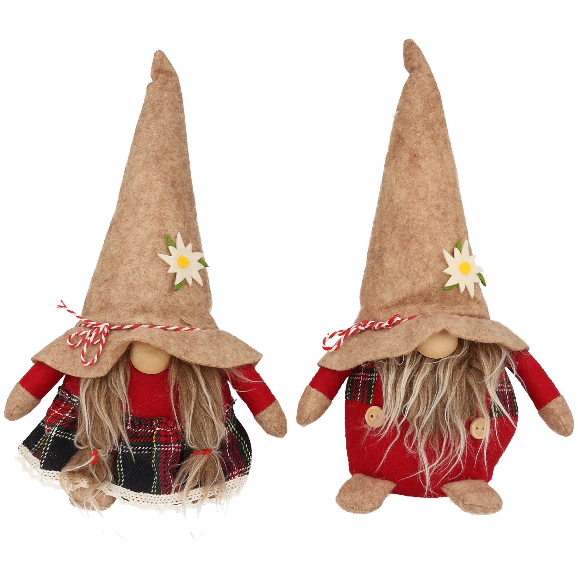 XiRRiX Wichtel Gnom Wichtelpaar Anton und Agathe im Bayerischen Look (Alpenwichtel, Zwergenpaar H: 26 cm), aus Filz Wichtelmann,Wichtelfrau im Set, Herbstdeko Oktoberfest