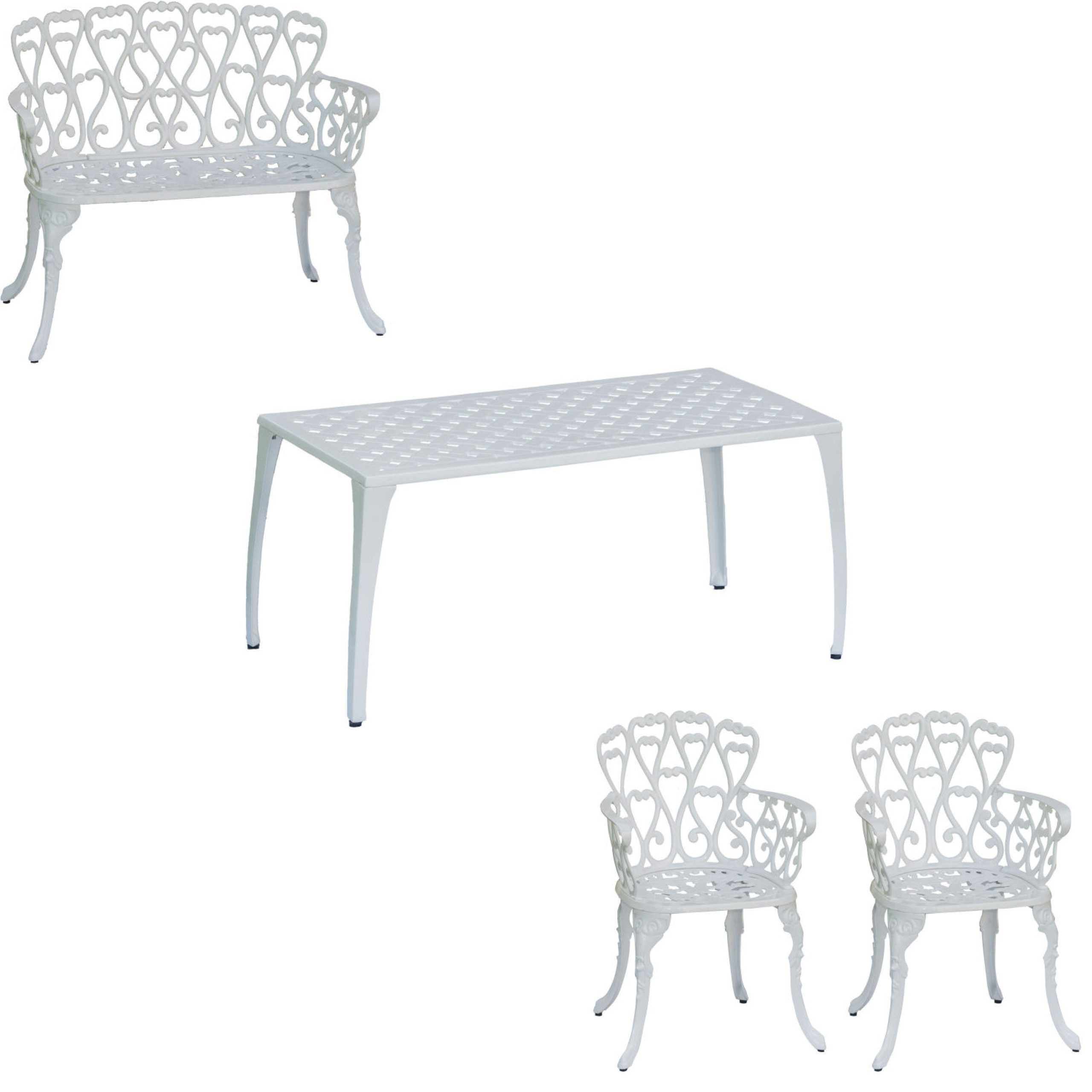 Inko Gartenlounge-Set Inko 4-teilige Sitzgruppe Eden Alu-Guss weiß Sitzbank/Sessel/Tisch