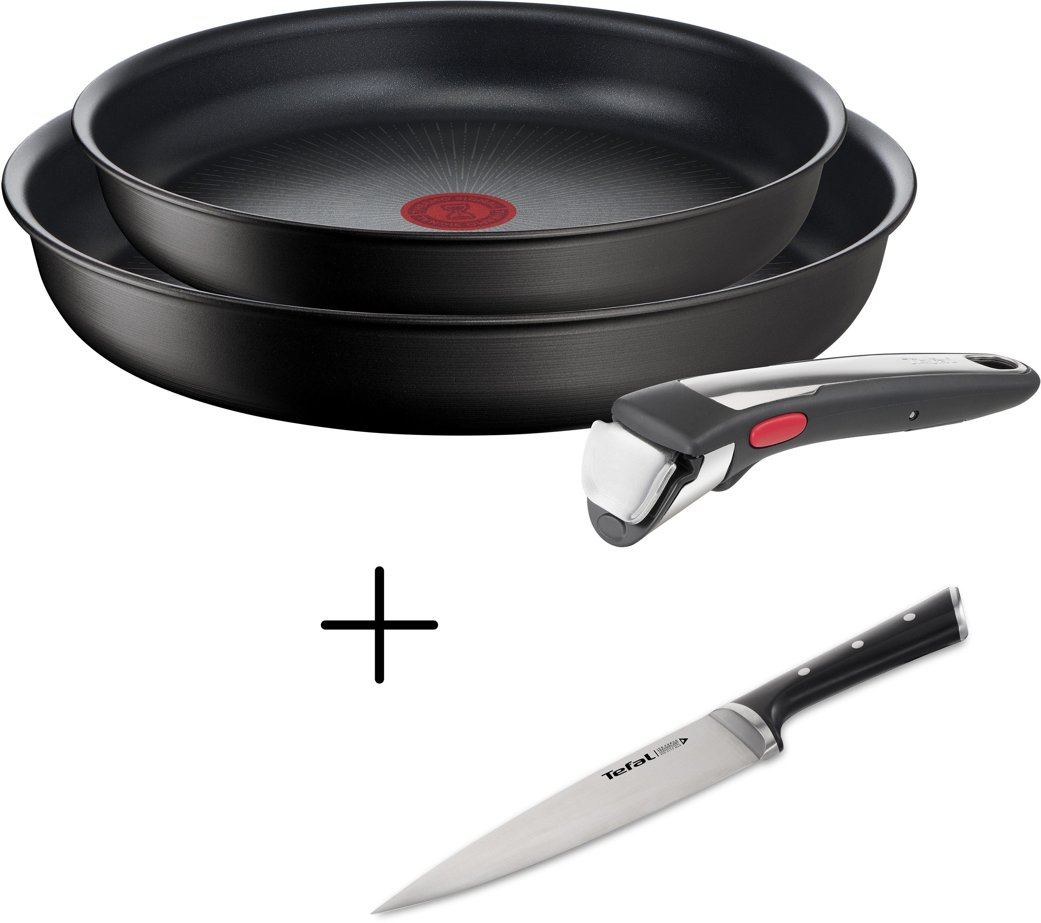 Vertrauenswürdiges Traditionsunternehmen Tefal Pfannen-Set Ingenio Unlimited 24/28 Ice Aluminium On On + Induktion Force, Unlimited Griff 24/28cm, Pfannen (Set, 20cm, + Antihaft-Pfannen Set: + Force Ice Ingenio Kochmesser), 4-tlg., Kochmesser cm