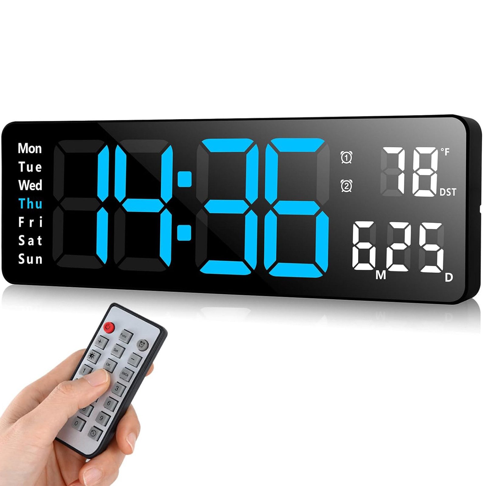 OKWISH Wanduhr 13 Zoll LED Digitale günstig online kaufen