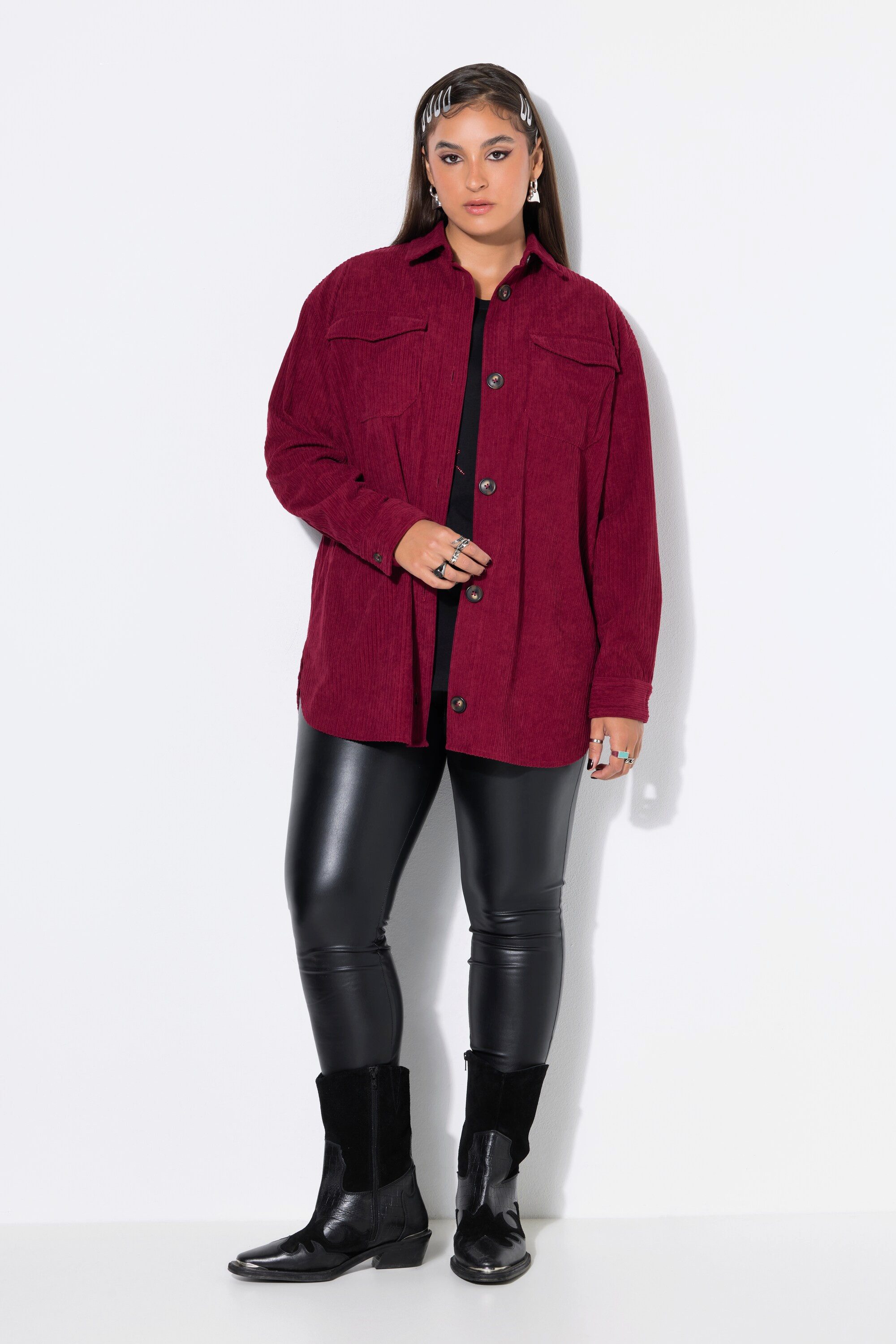 Studio Untold Hemdbluse Cord-Hemd oversized Hemdkragen Langarm
