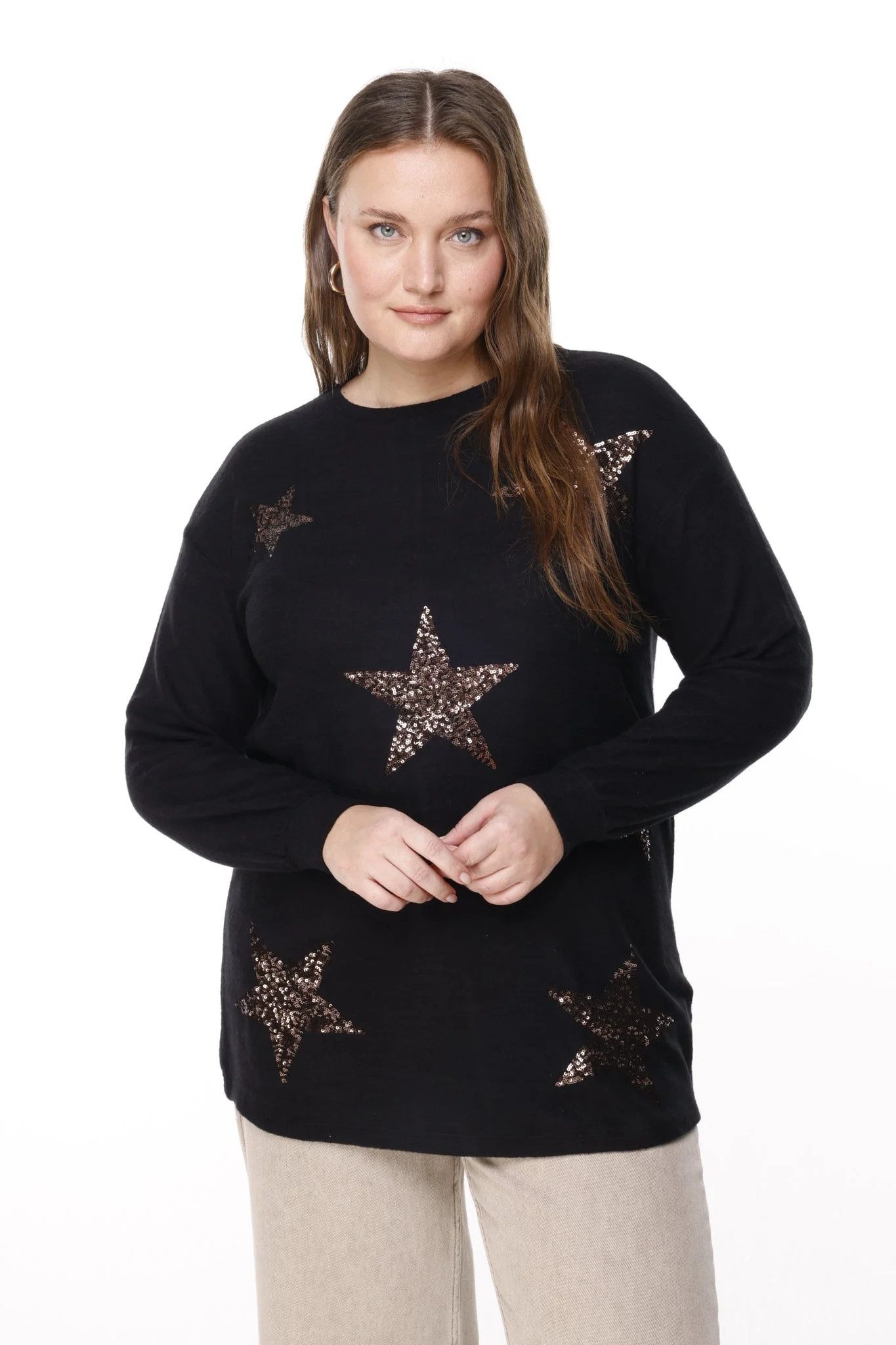 Shape of You Sweater Strickpullover mit Sternenmuster