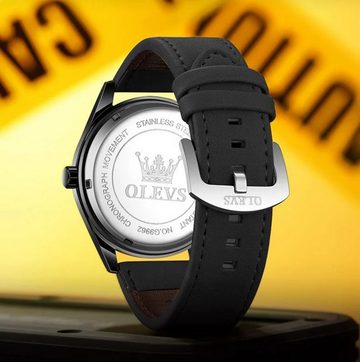 Tidy Quarzuhr OLEVS 9962 Business Herrenuhr stilvoll und sportlich Schwarz