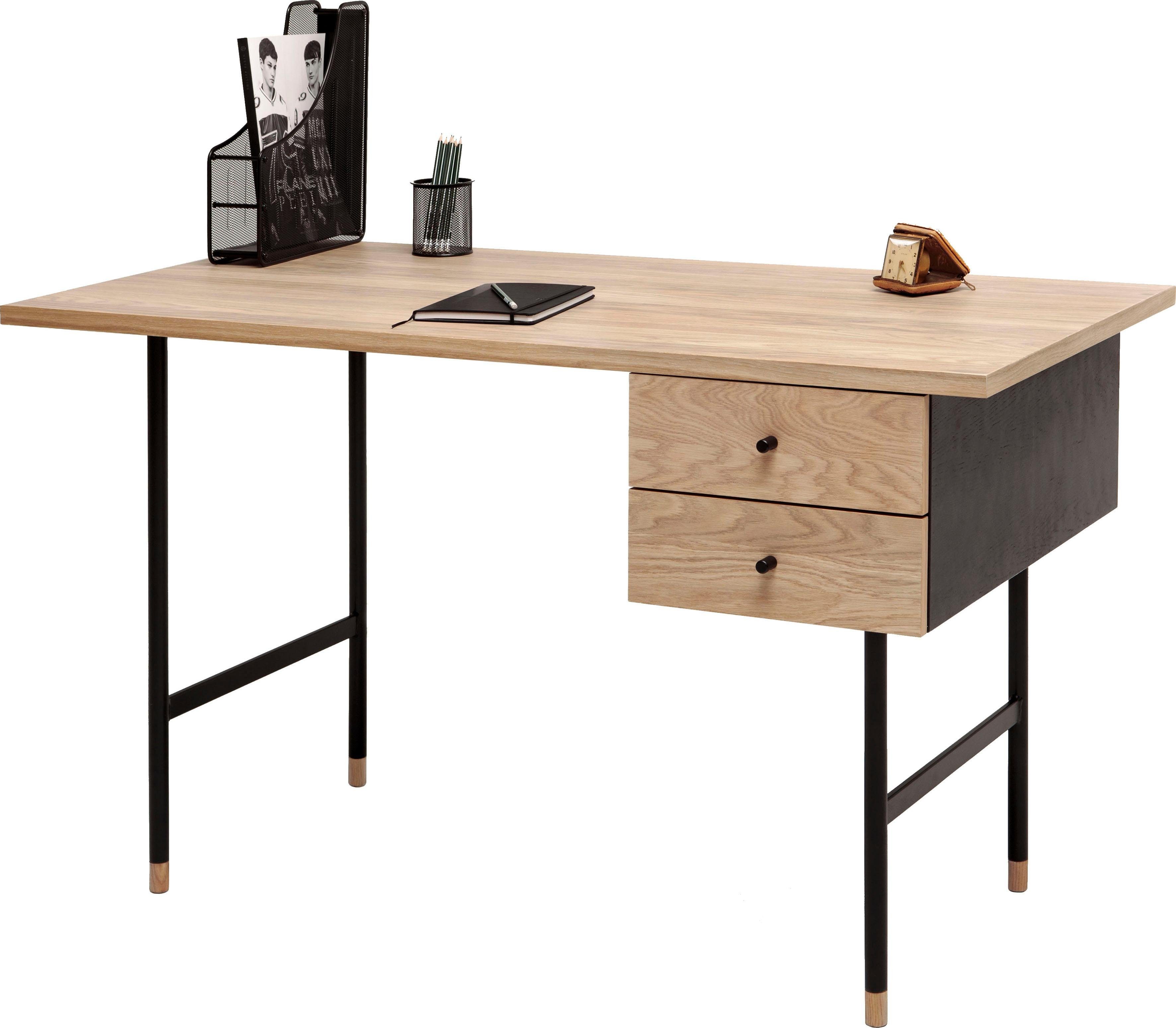Woodman Schreibtisch Daniel, Schubladen mit Soft-Close-Funktion, Beine aus  Metall