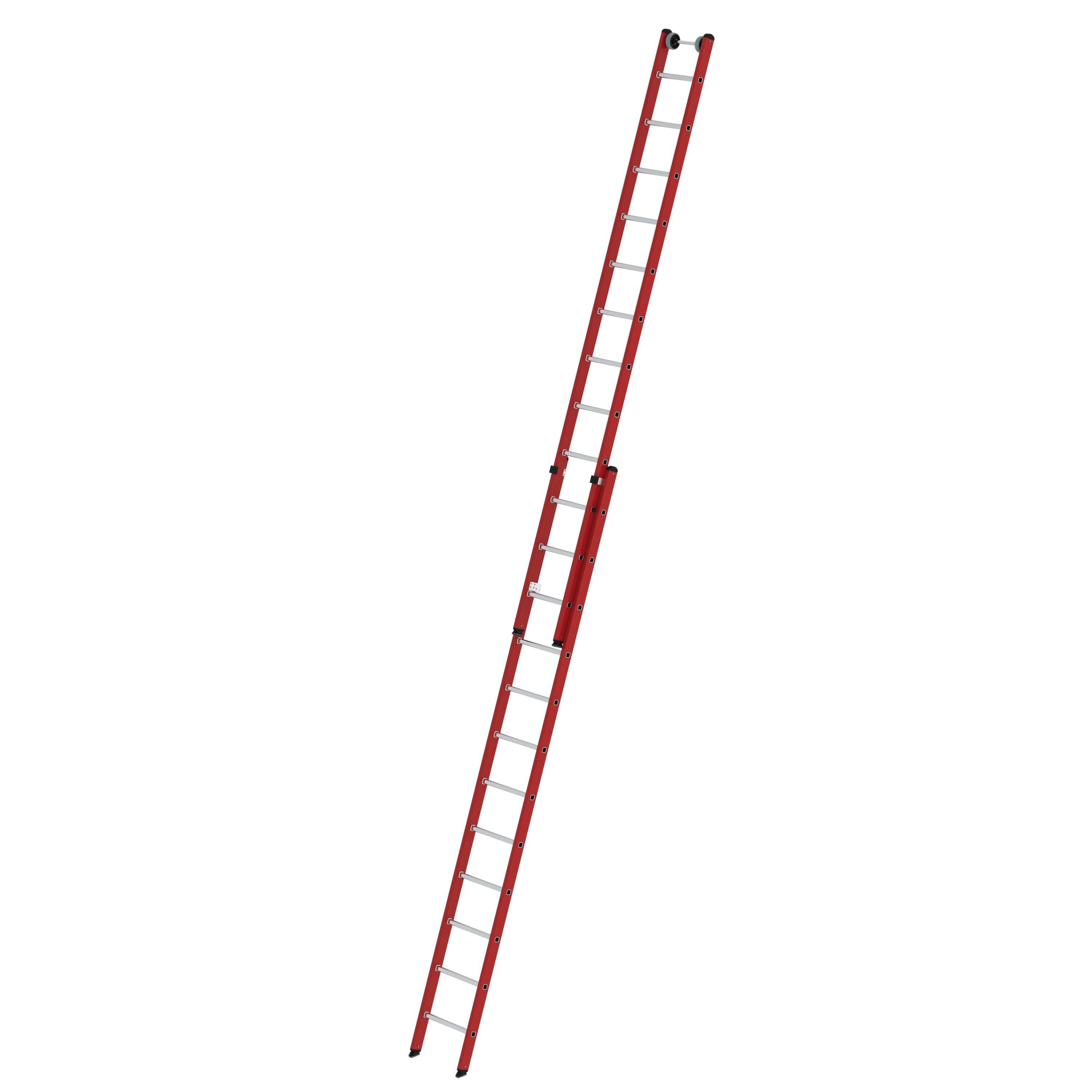 PROREGAL® Schiebeleiter Sprossen-Schiebeleiter 2-teilig GFK/Alu ohne Traverse
