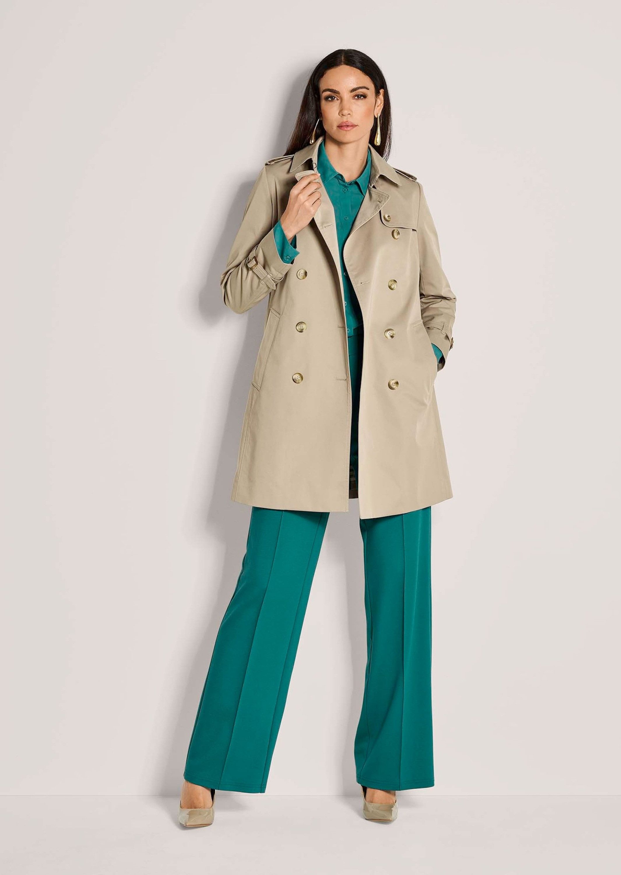 MADELEINE Trenchcoat Langarm Trenchcoat mit Bindegürtel Zweireihiger Kurzma günstig online kaufen