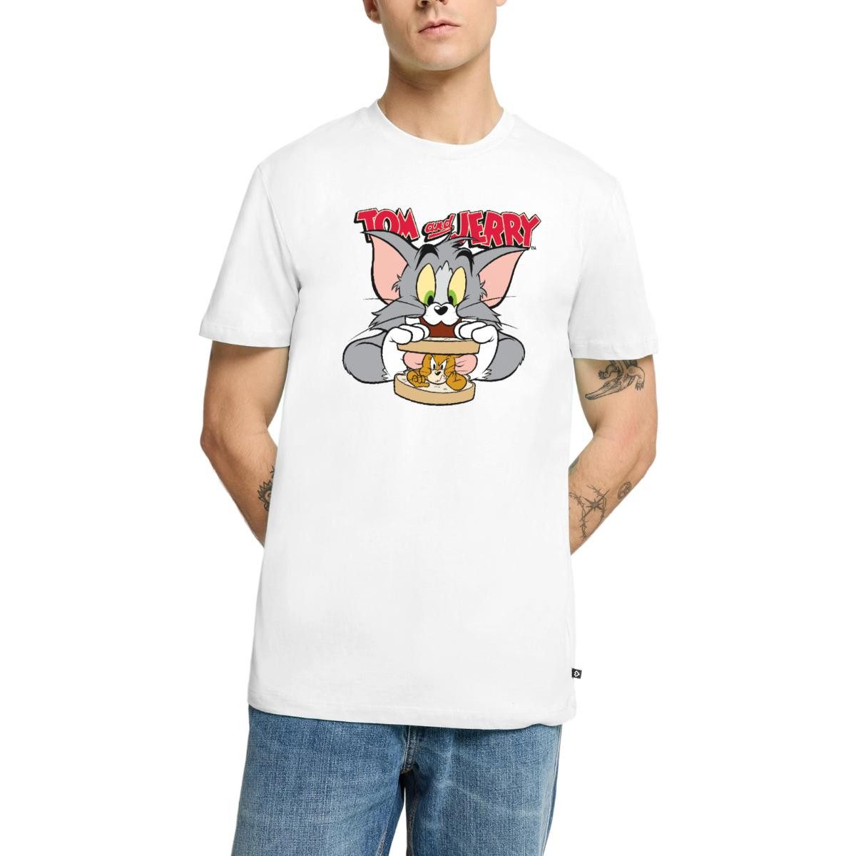 Spreadshirt T-Shirt Tom Und Jerry Maus-Sandwich Männer Premium T-Shirt (1-tlg)
