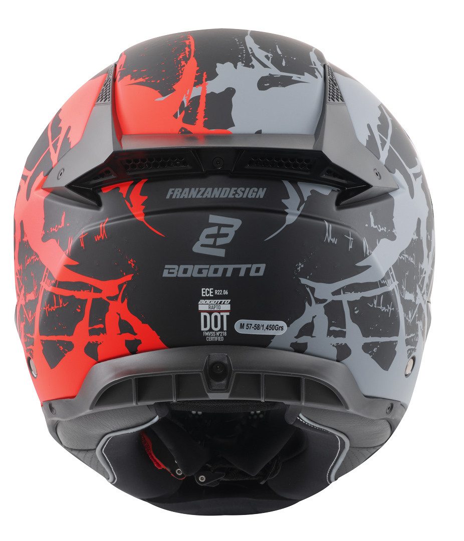 Bogotto Motorradhelm Rapto Demon Helm, vorbereitet für Kommunikationssystem,geeignet für Brillenträger,v