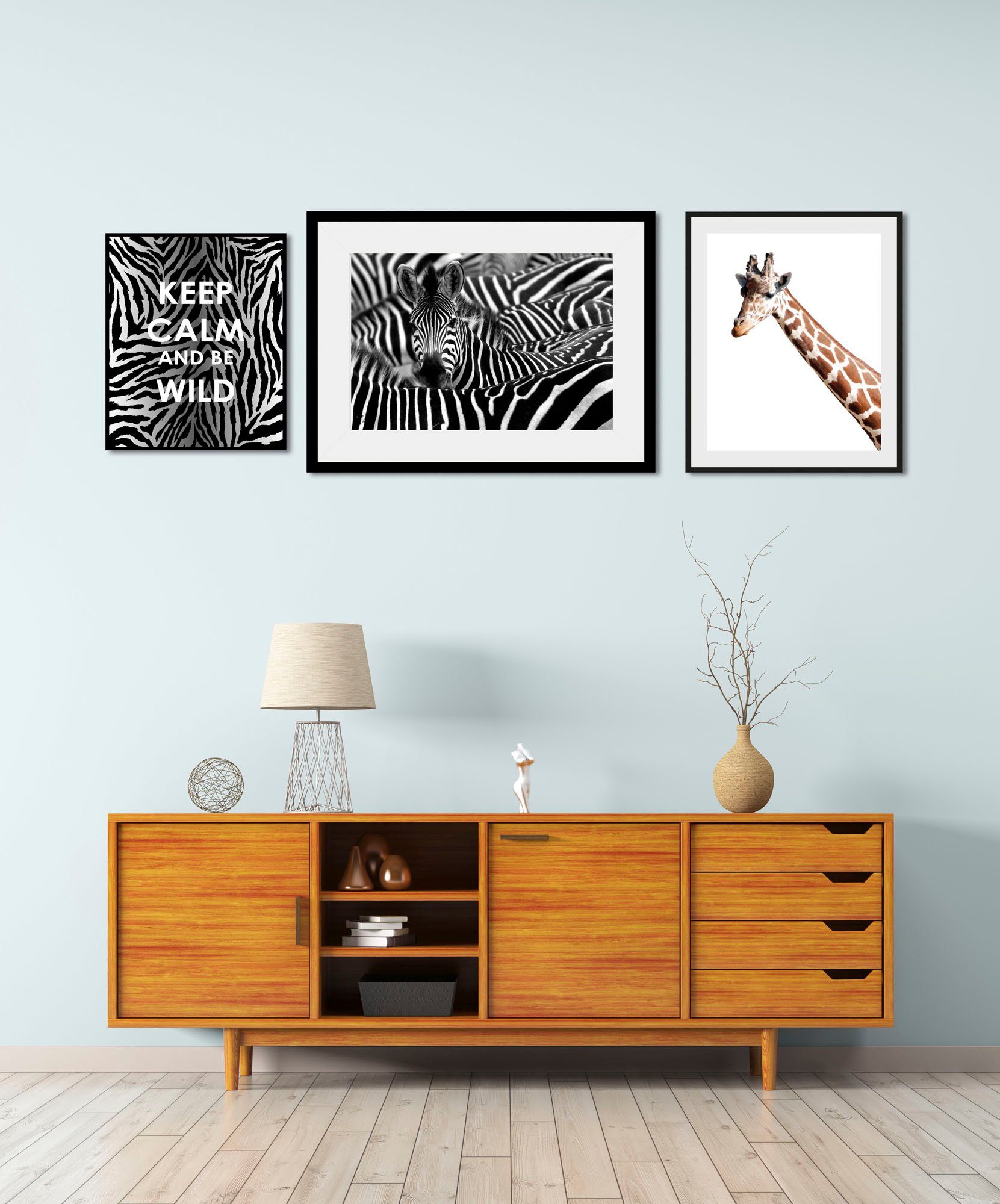 queence Bild Animals, Abstrakt, Giraffe, Giraffen, Giraffen Изображения, Motivationsbilder, Schriftzug, Sprüche & Texte (3 St), gerahmt