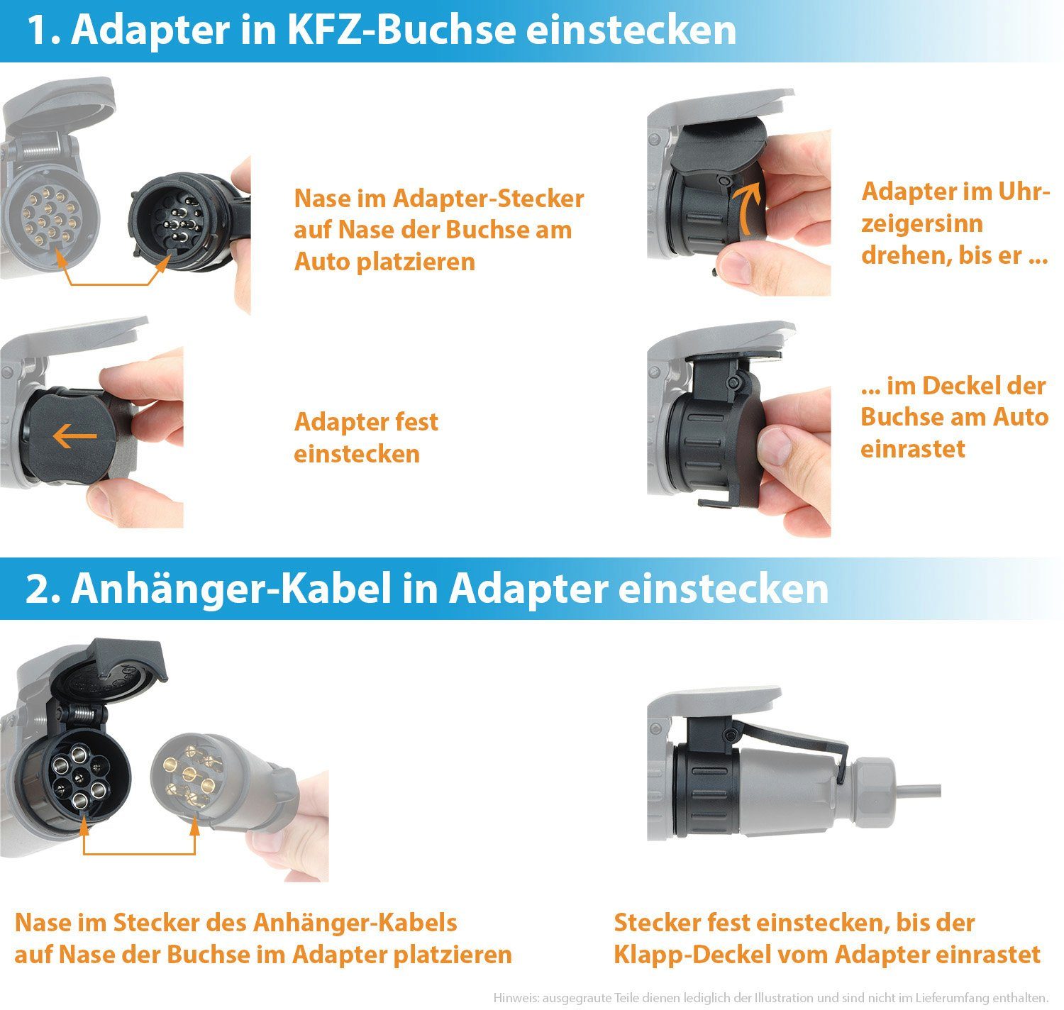 valonic valonic - KFZ Adapter 13 auf 7 pol Anhänger-Adapter 13pol zu 7pol, Auto zu Hänger - Adapter kurz für Pkw, Kfz und LKW, Adapterstück – Bild 4 von 5