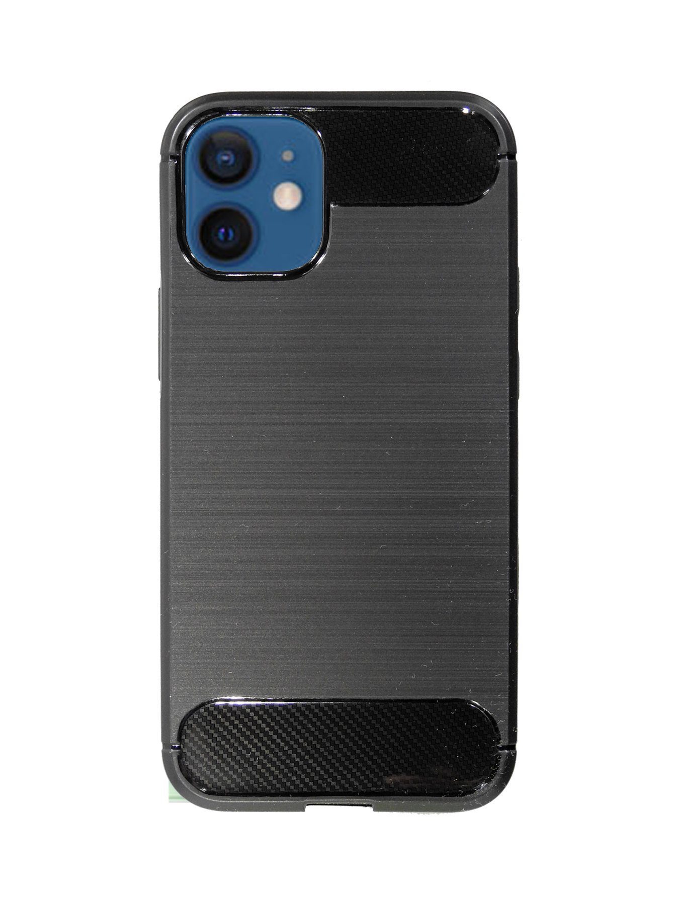 cofi1453 Bumper Silikon Hülle Bumper Carbon kompatibel mit iPhone 12 Case TPU Soft Han