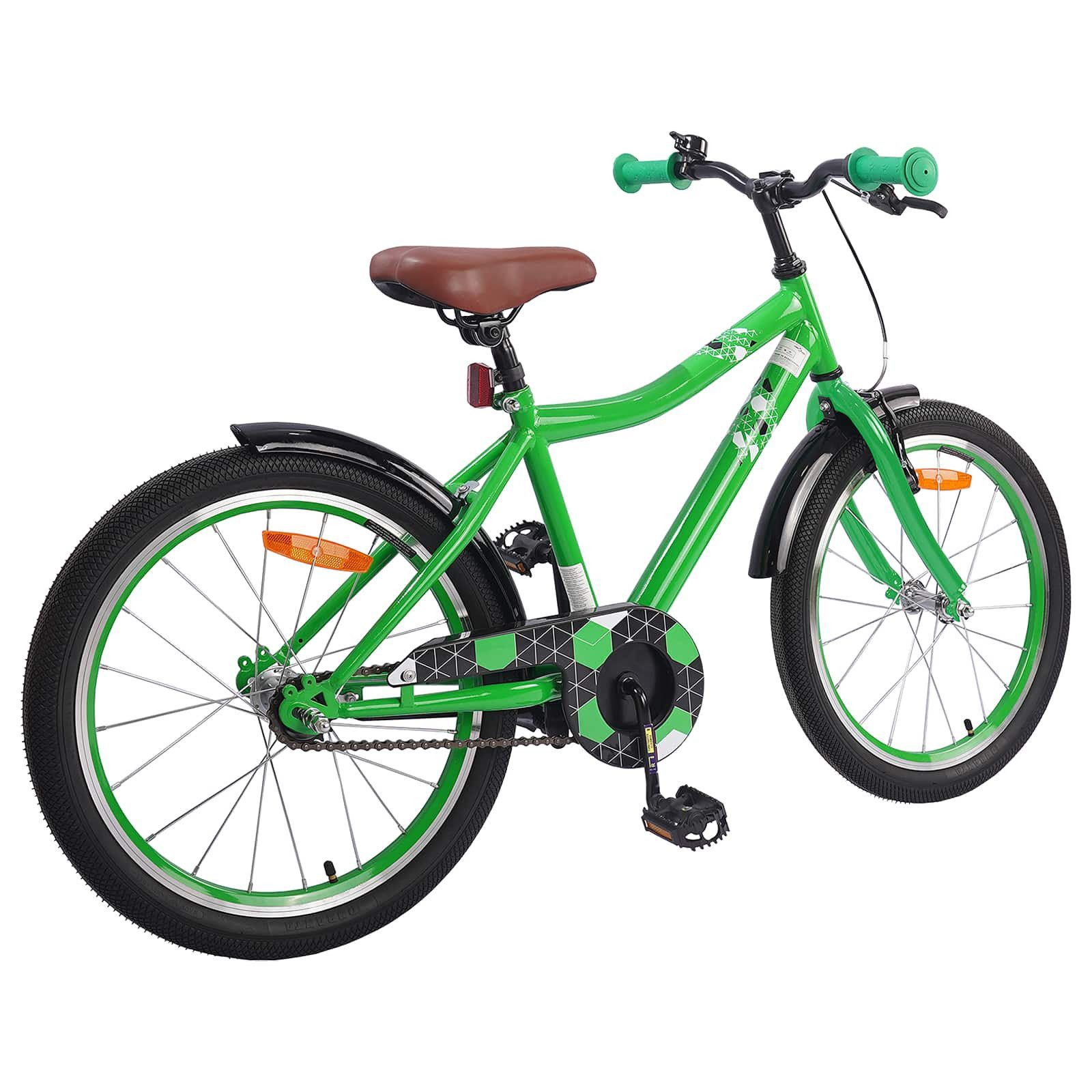 vidaXL Kinderfahrrad 137 x 54 x 79 cm Kinderfahrrad 20 Zoll für 6-11 Jahre alt Grün
