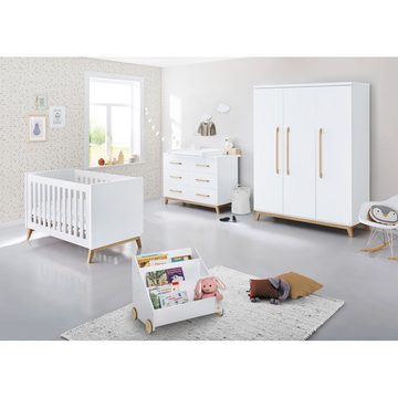 Lomadox Babybett RIJEKA-134, Babyzimmer in weiß edelmatt mit Schlupfsprossen, B/H/T: 78/88/149 cm