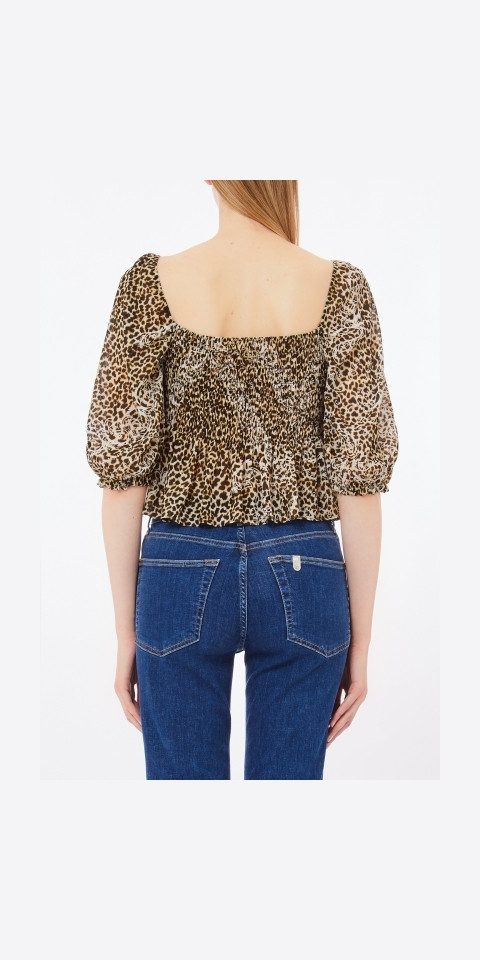 Liu Jo Kurzarmbluse – Elegante Damen-Tunika mit Animal-Print