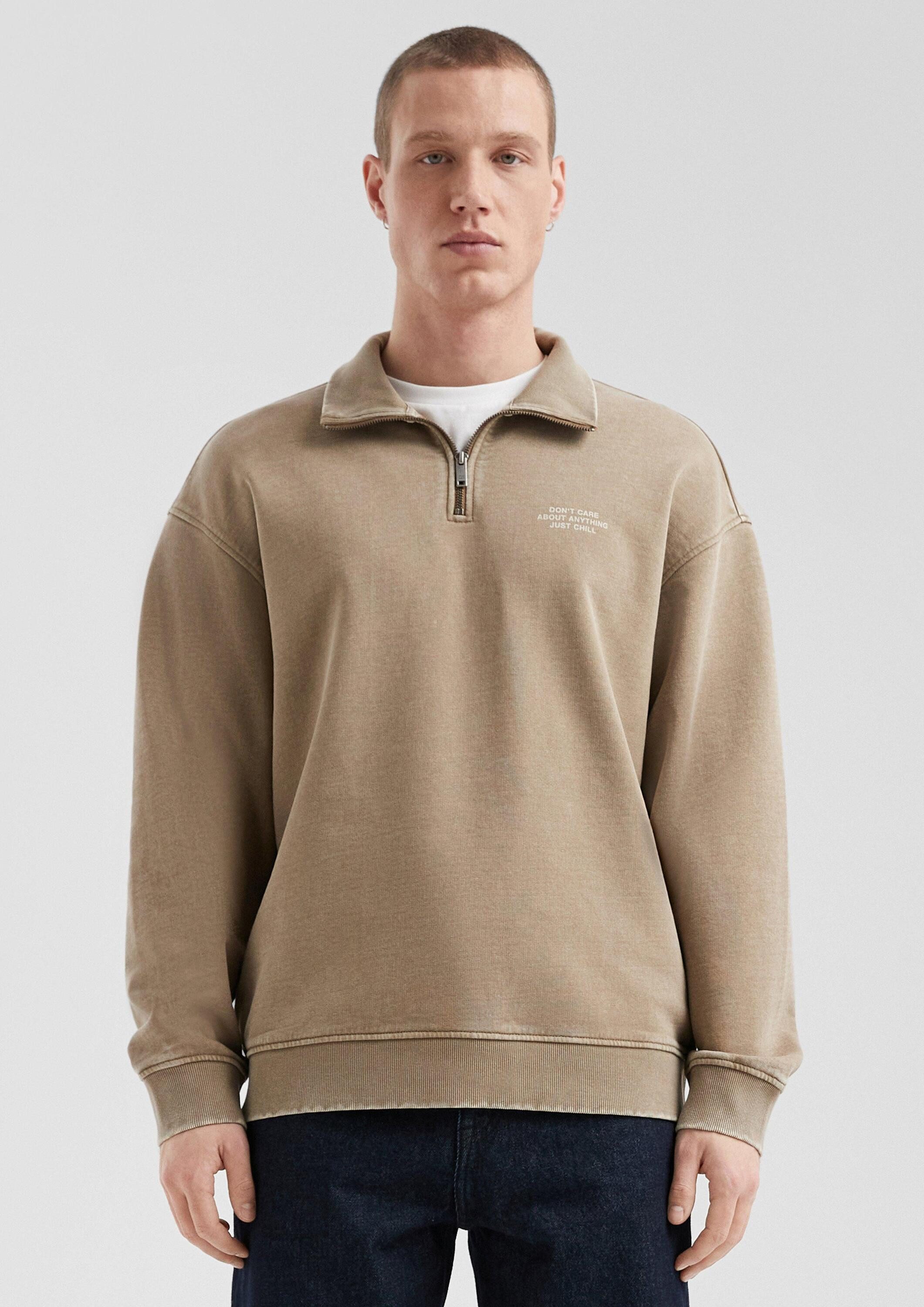 QS Sweatjacke Sweatshirt Gewaschener Sweat-Troyer mit Brustprint