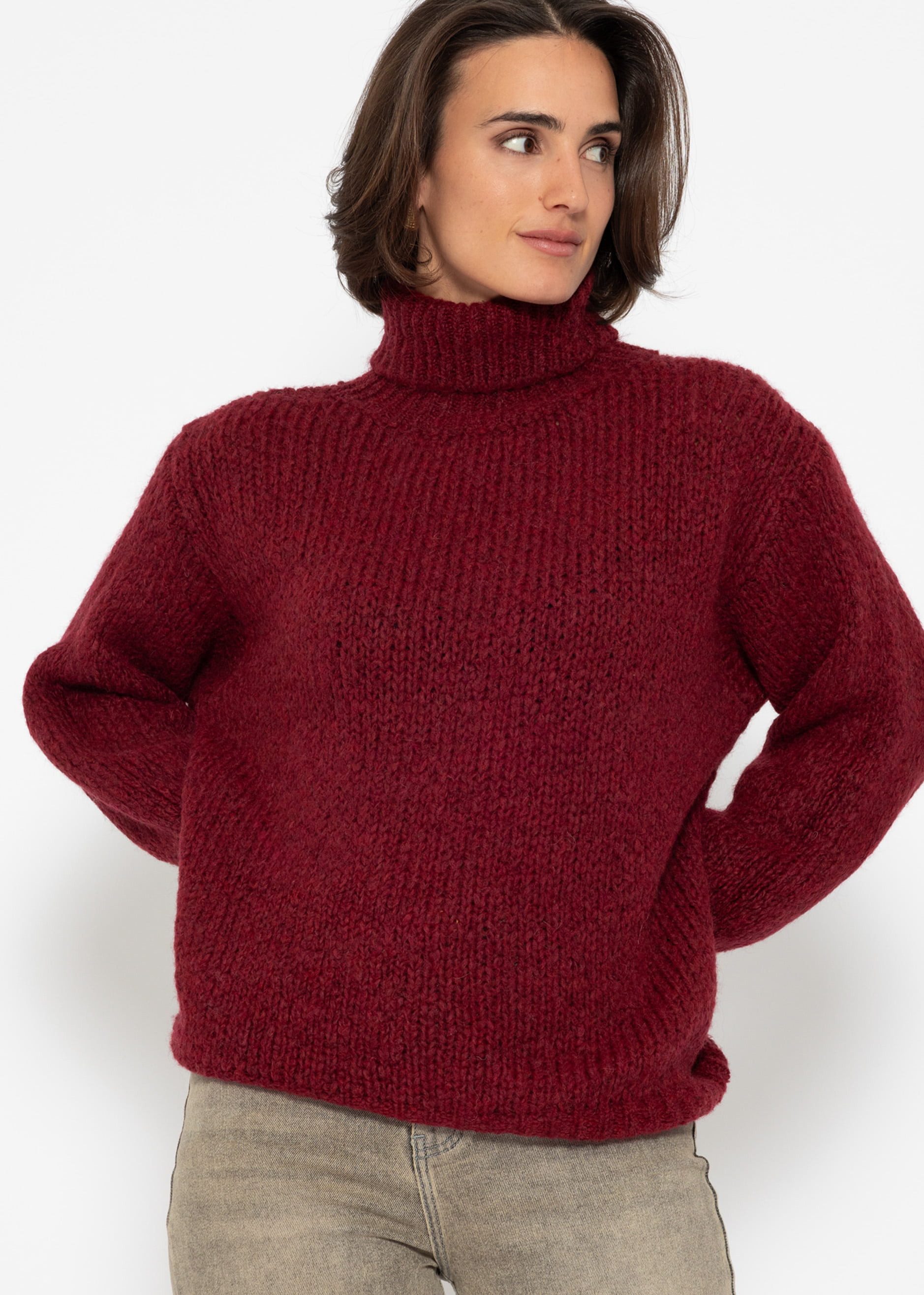 Strickpullover Oversize Pullover Damen Winter mit Rollkragen