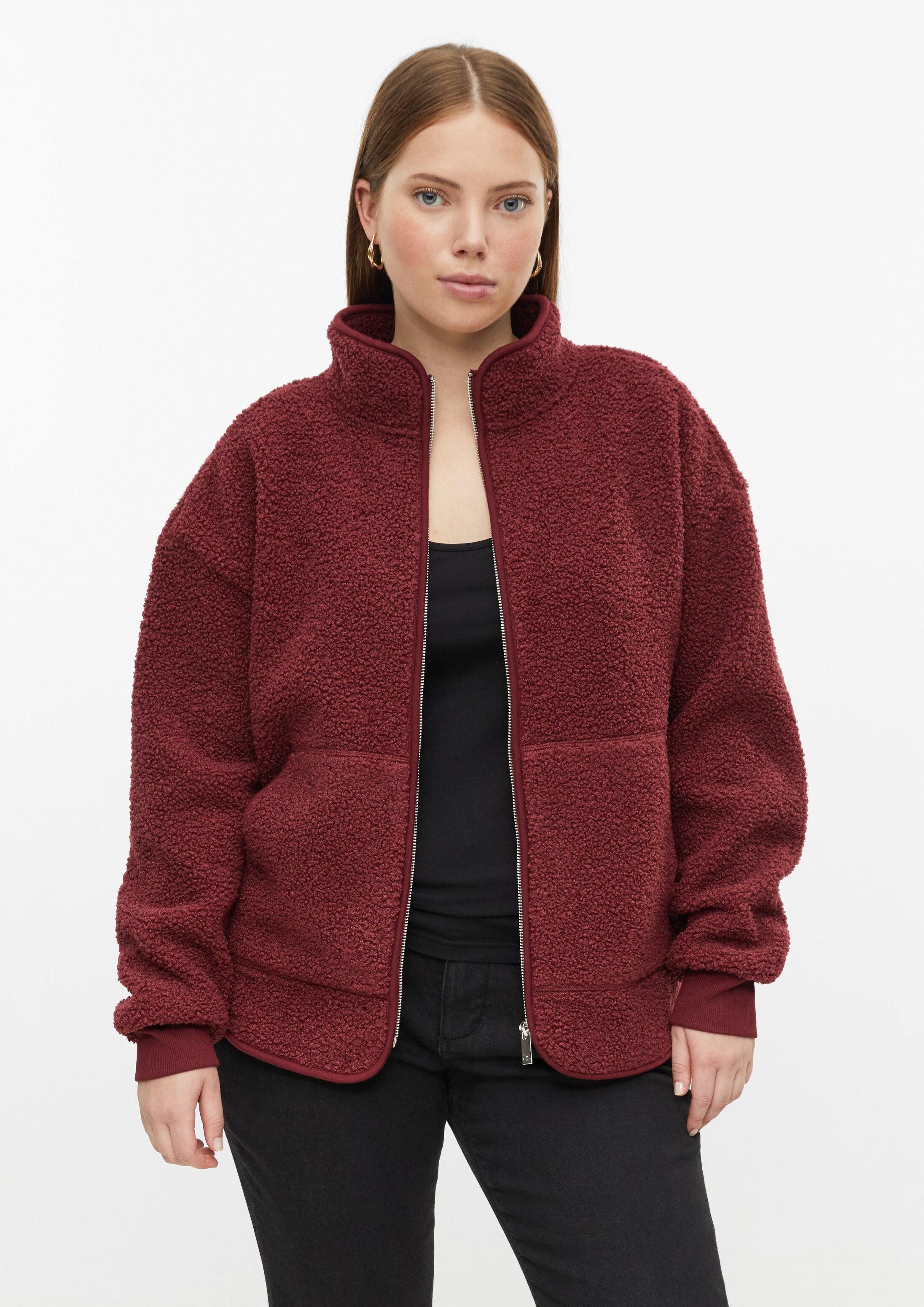 QS Sweatjacke Sweatshirt Teddyjacke mit Stehkragen