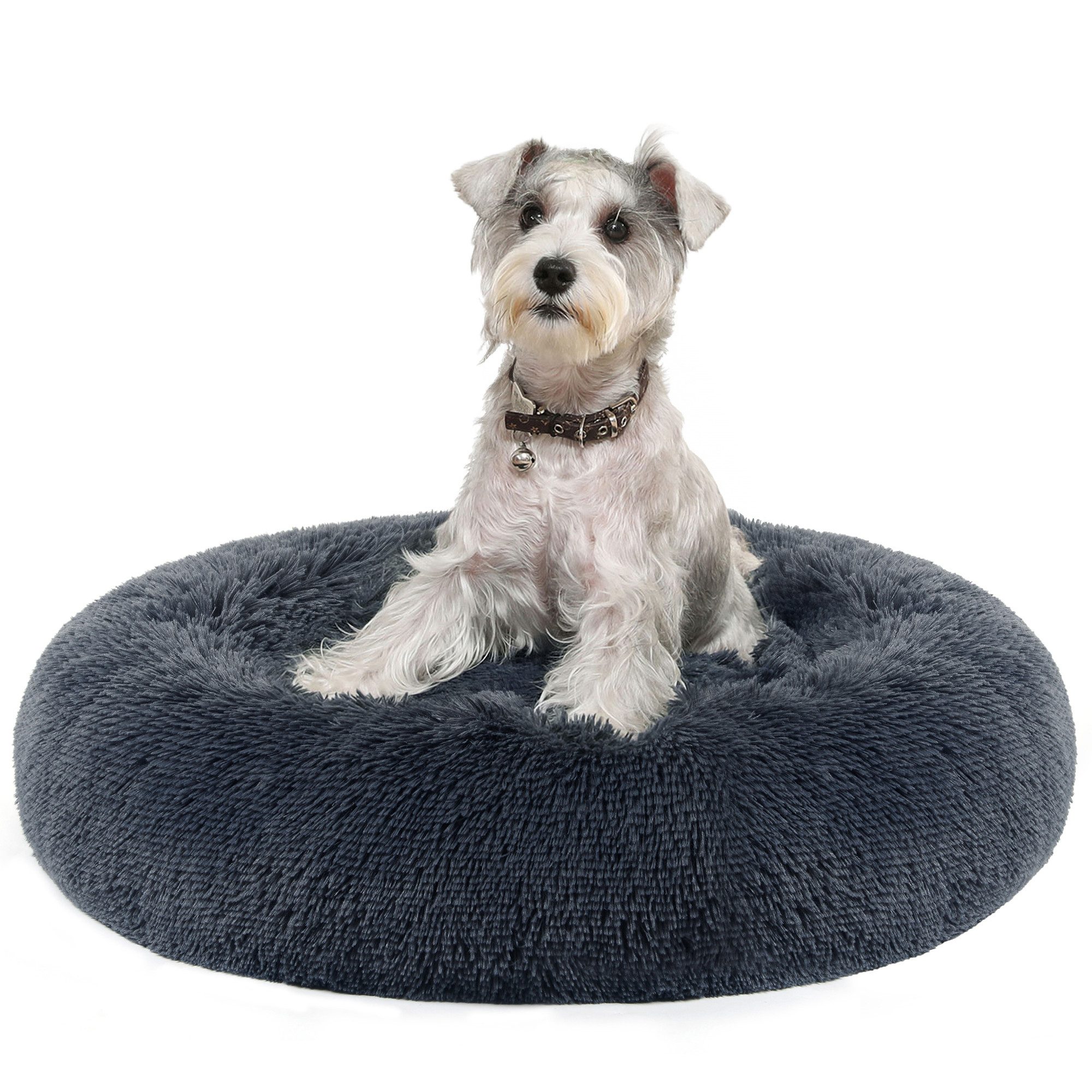 FEANDREA Hundebett flauschig, Katzenbett, Donut Kissen, waschbar, Polsterung in der Mitte herausnehmbar, 70 cm Durchmesser