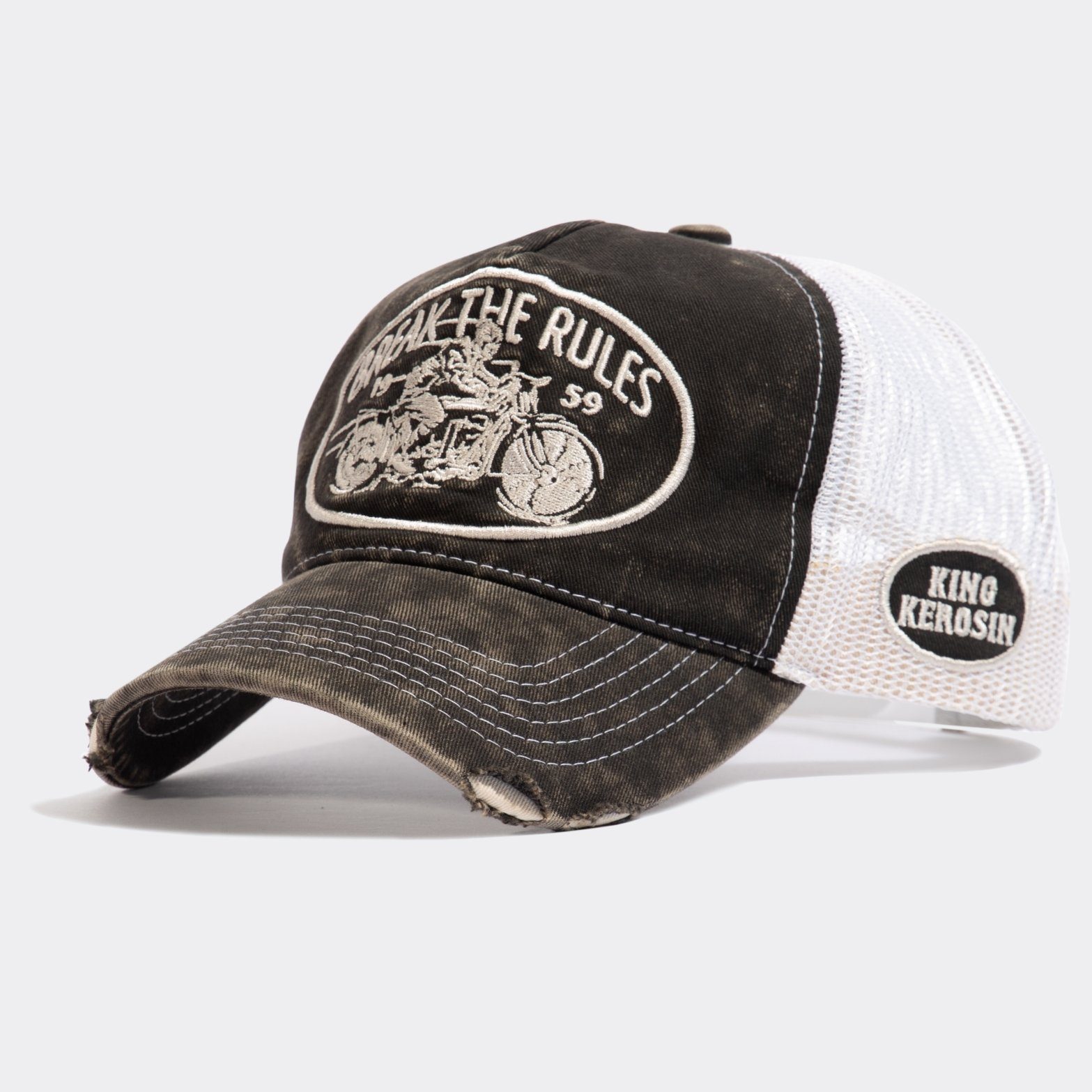 KingKerosin Trucker Cap Break the Rules (1-St) schwarz weiß