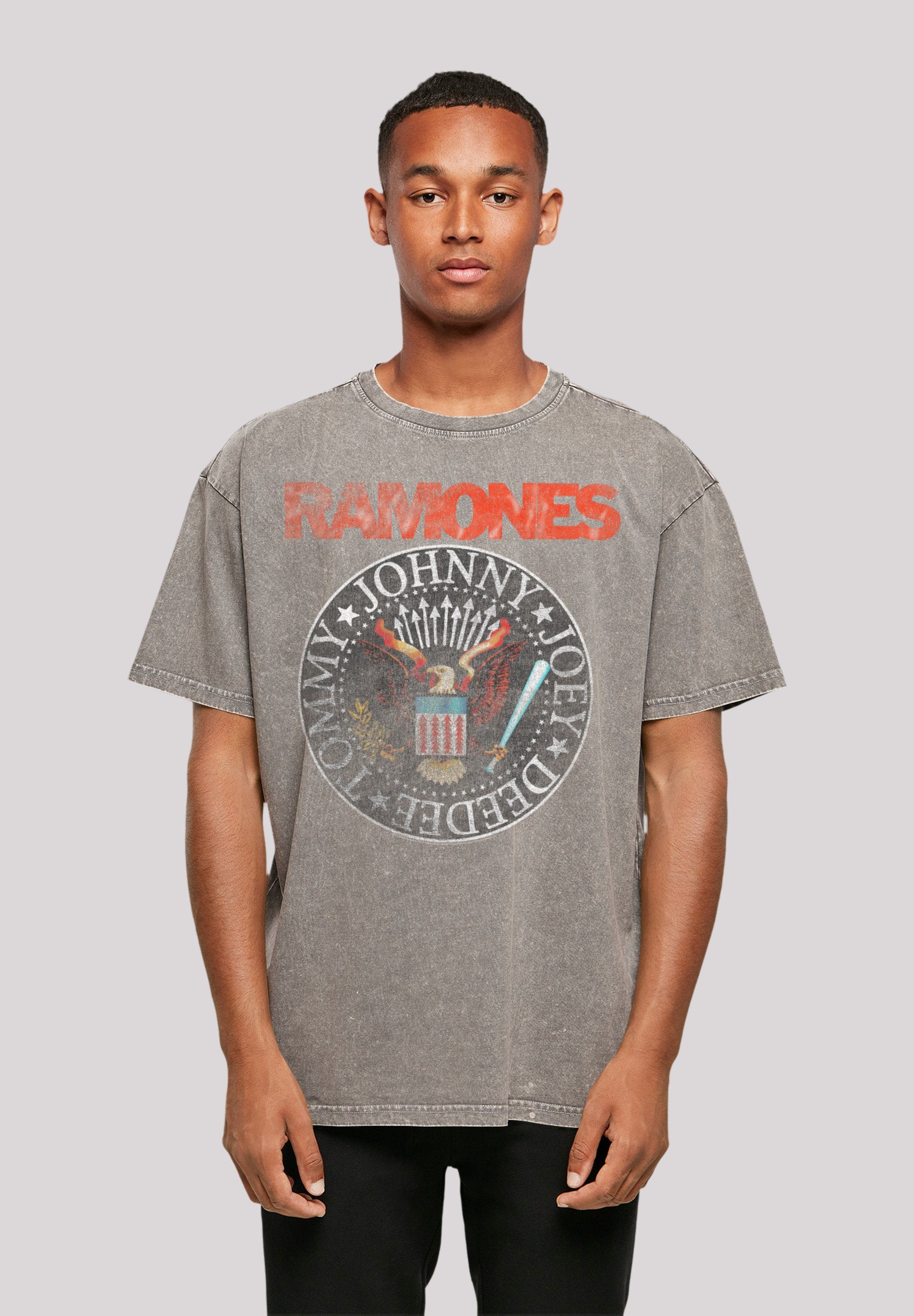 F4NT4STIC T-Shirt Ramones Rock Musik Band VINTAGE EAGLE SEAL Premium Qualität, Band, Rock-Musik Asphalt