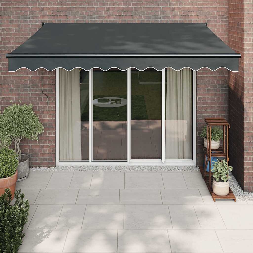 furnicato Markise Elektrische Terrassenmarkise 3,5 x 2,5 m Anthrazit mit Aluminiumrahmen UV-beständiger Sonnenschutz mit Fernbedienung und Handkurbel-Option