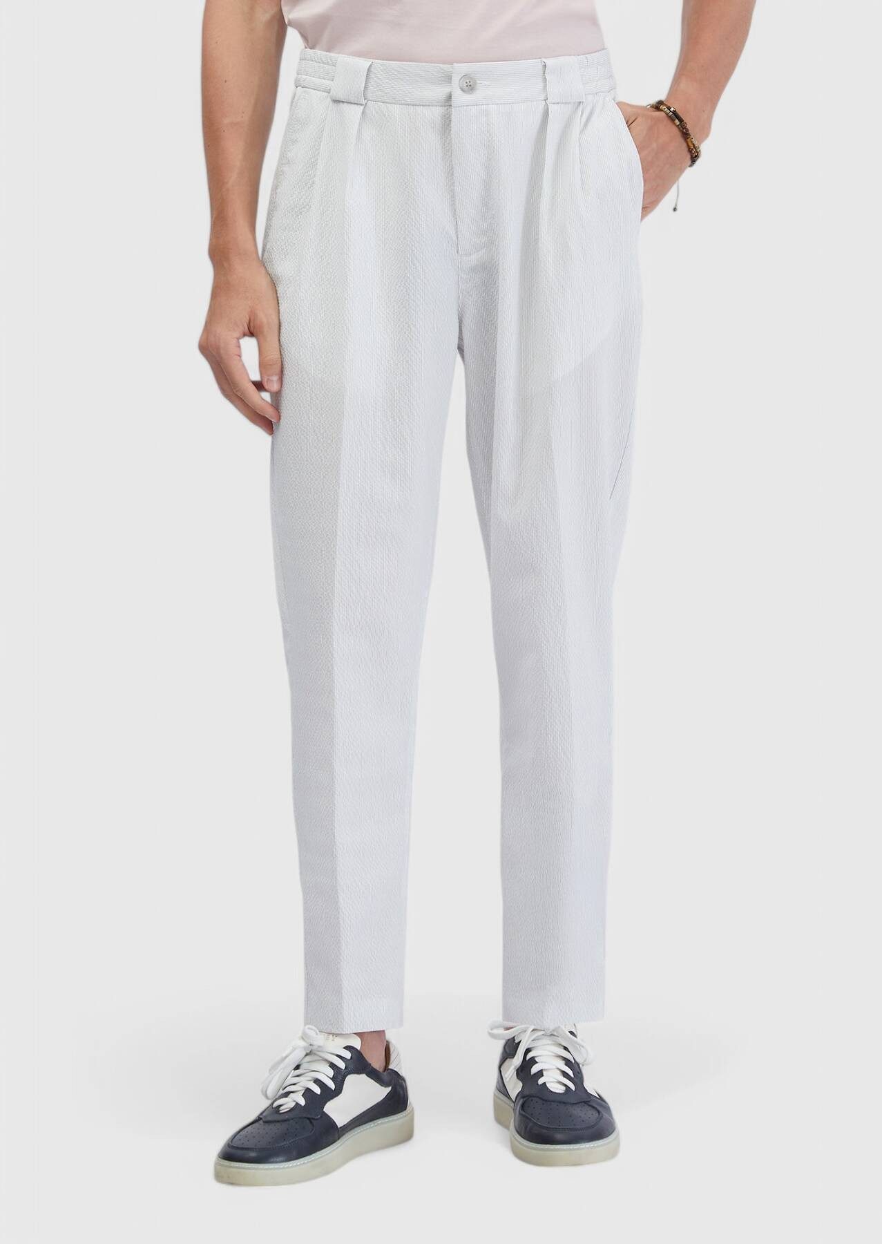 RAMSEY Jogger Pants Weiße, gewebte Jogginghose für den Alltag