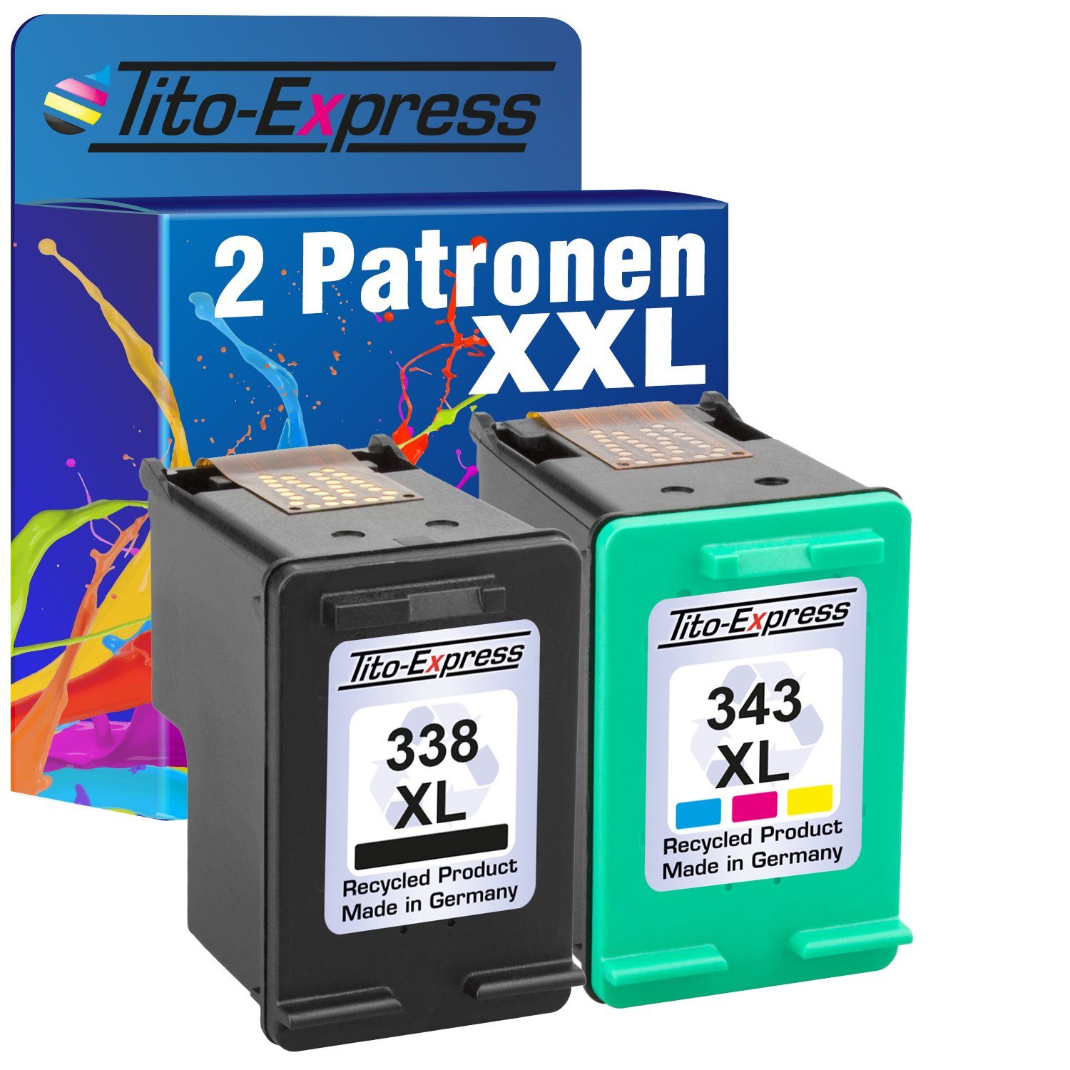 Tito-Express PlatinumSerie 2er Set ersetzt HP 338 XL & HP 343 XL Black &  Color Doppelpack Tintenpatrone (für 100 150 1610 2355 2575 2610 2710 2713  4212 5740 6210 6215 6540)