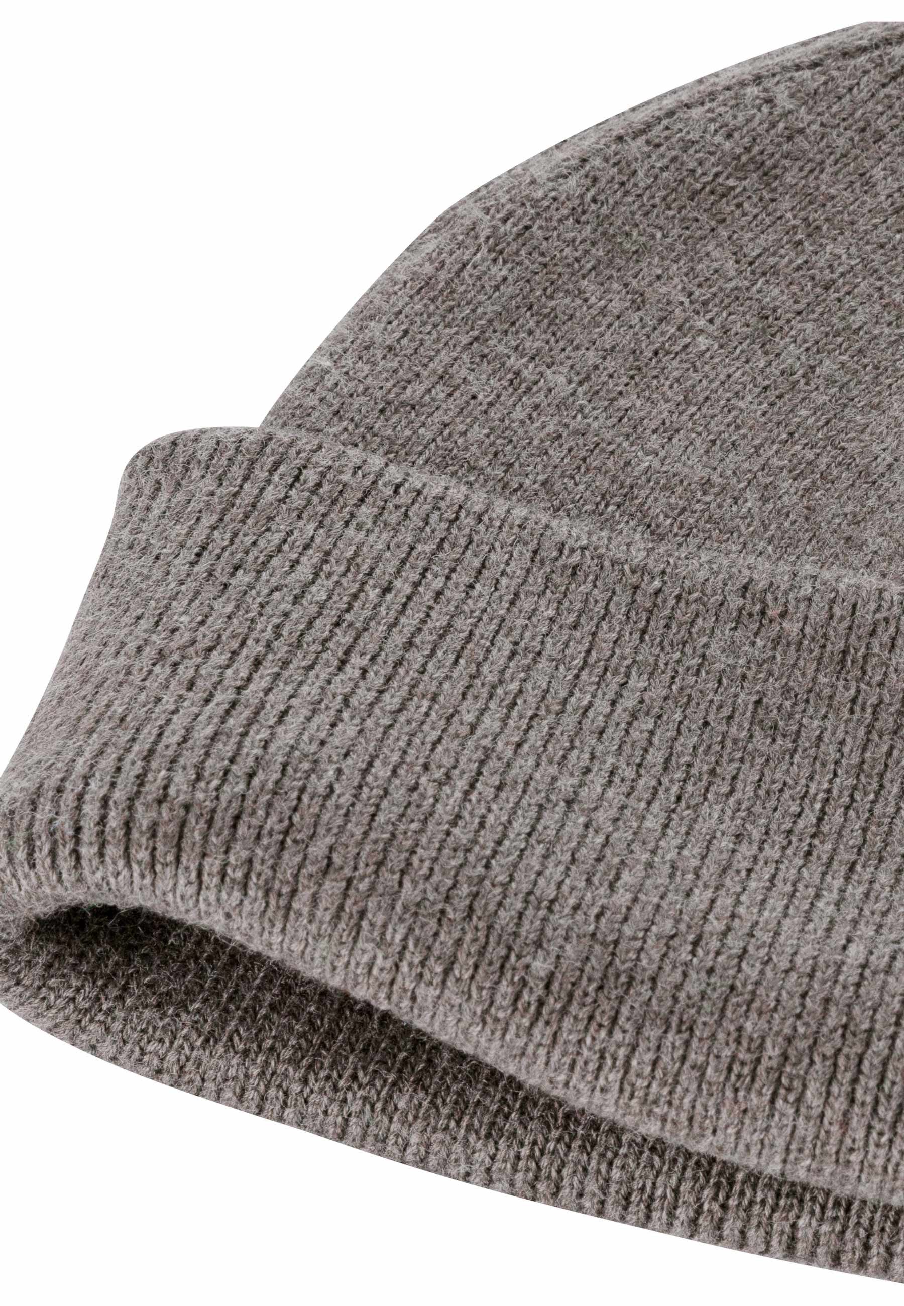 MELA Strickmütze Feinstrick Mütze kurz Style LESH Variabler Umschlag