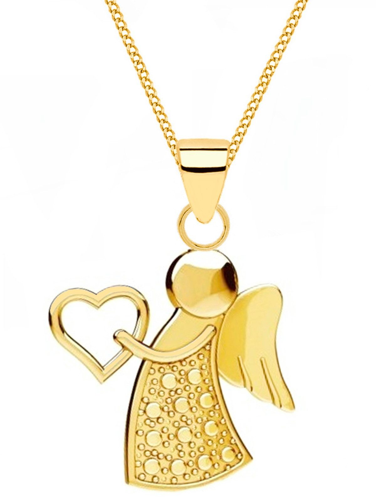 Goldene Hufeisen Kette mit Anhänger Filigrane Engel-Kette aus vergoldetem Echtsilber – ein Schutz­talisman, 925 Sterling Silber (hypoallergen)