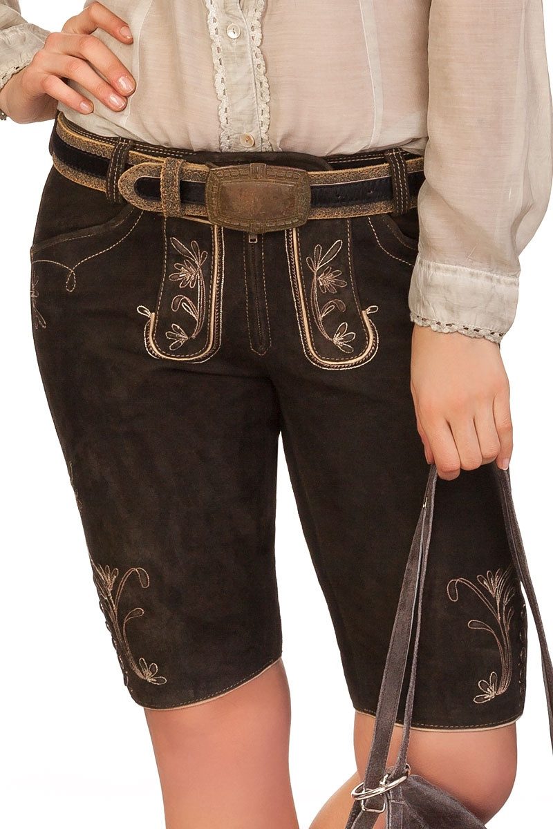 Lederhose Trachtenlederhose Damen - DENISE - ebenholz