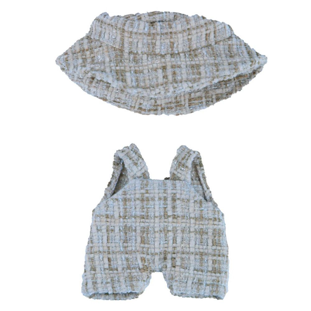 Heless Babypuppe Monster Styles - Bouclé Latzhose mit Fischerhut - ca. 15 cm - blau