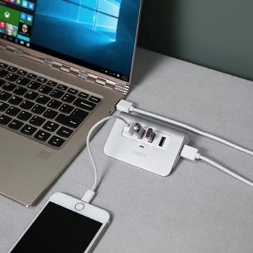 NAIPO Tablet-Adapter, USB 3.0 (36 W, 4 Port Hub USB + 3 Ladeanschluss)