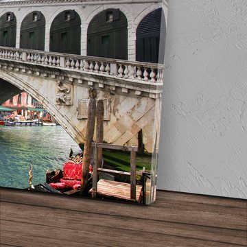 Sinus Art Leinwandbild 120x80cm Wandbild auf Leinwand Venedig Italien Gondel Kanal Brücke Ste, (1 St)