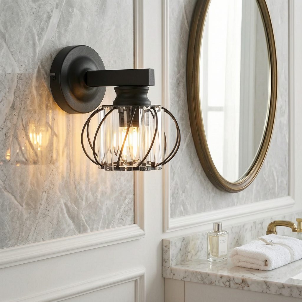 BlingBin Wandleuchte Goldene Kristall Innen,E27 Wohnzimmer Wandlampe Moderne, Gold Metall, ohne Leuchtmittel, Kristallwandleuchte für Wohnzimmer Korridor Esszimmer