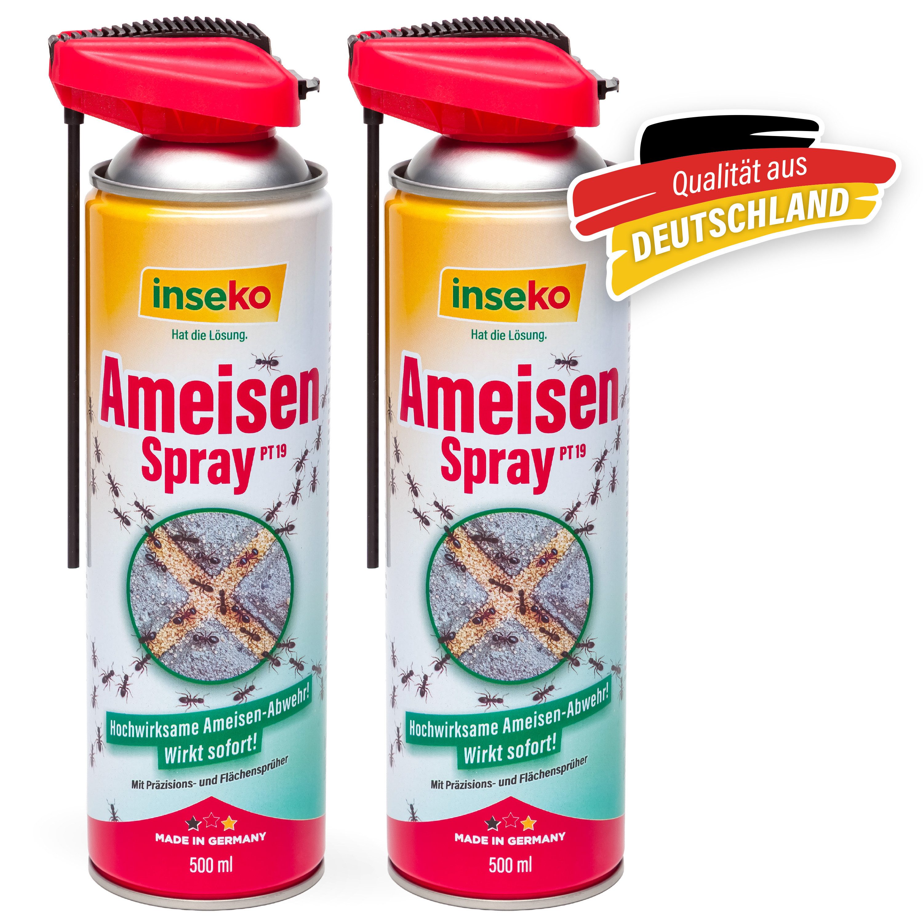 Inseko Insektenspray 2x inseko Ameisenspray 500 ml - effektive Sofortwirkung (PT19), 2-St., gegen Ameisen und Ameisennester