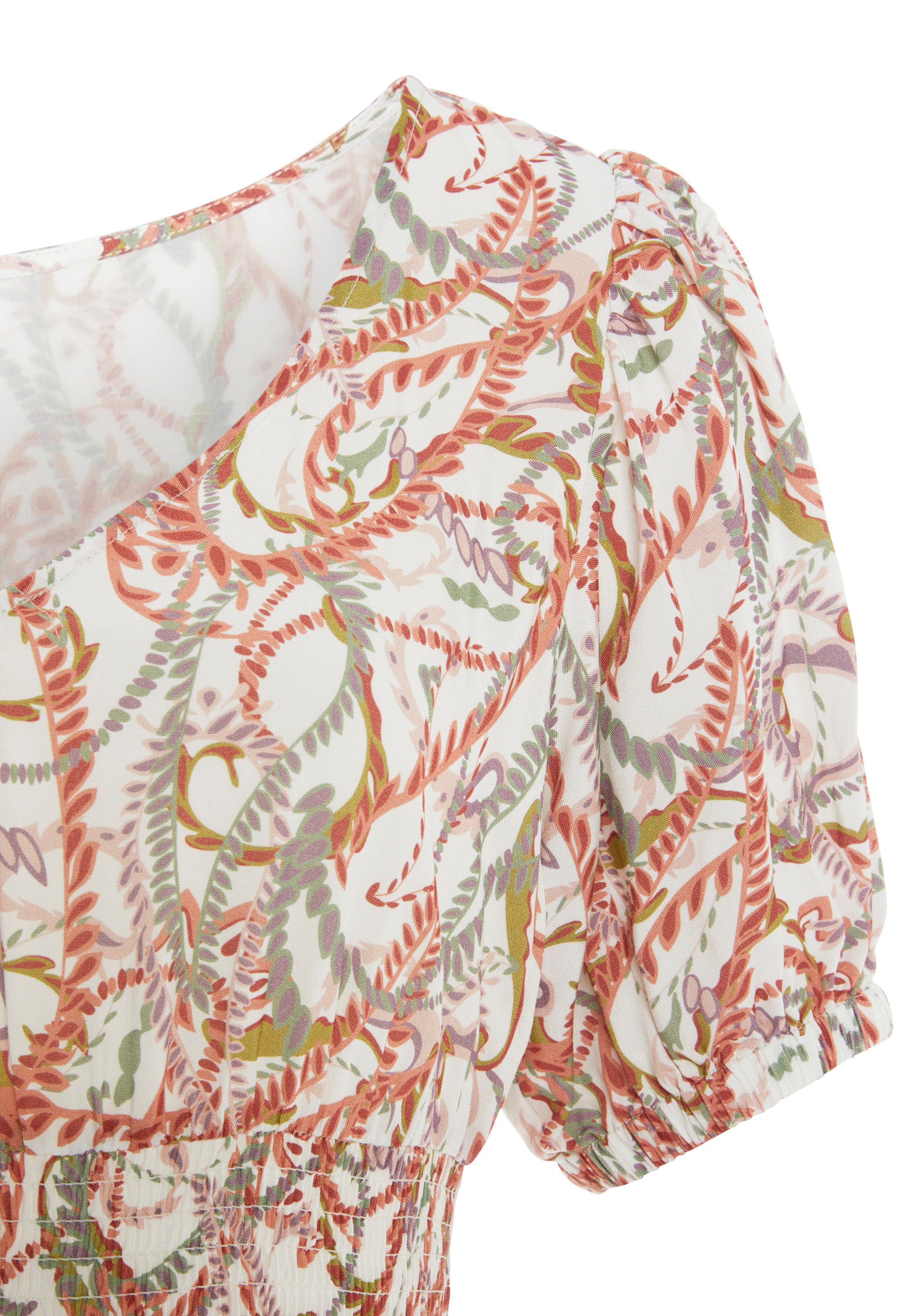LASCANA Maxikleid mit Alloverdruck und V-Ausschnitt aus Webware Sommerkleid mit Puffärmeln, Elegantes Webkleid, Strandkleid