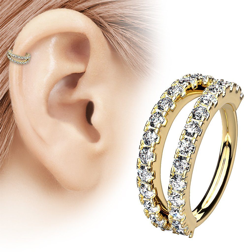 Taffstyle Nasenpiercing Piercing Continuous Knorpel Doppel Kristall Ring, R günstig online kaufen