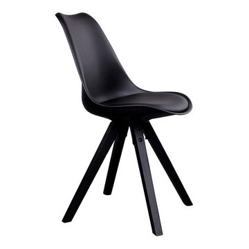 LebensWohnArt Stuhl Design Stuhl SKAGEN (2er Set) schwarz - Holzbeine schwarz