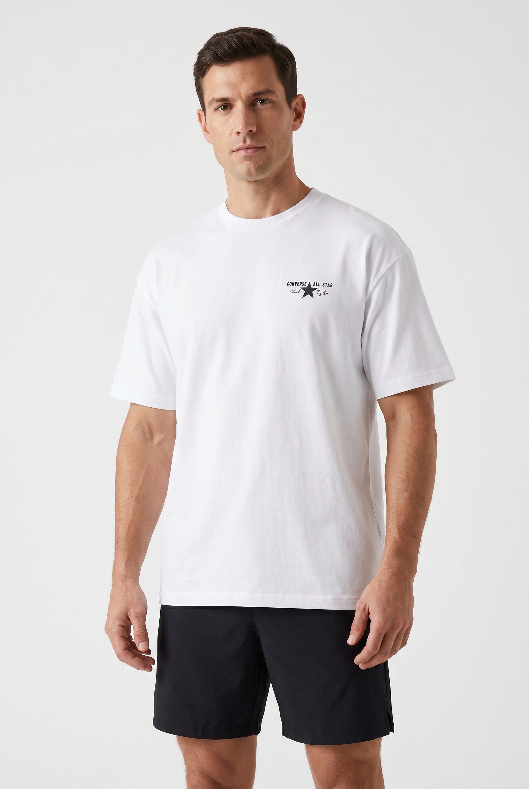 Converse T-Shirt CONVERSE LICENSE PLATE TEE Kurzarm-Design, mit Rundhalsausschnitt, aus Baumwolle
