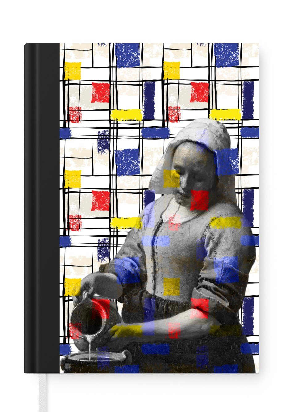 MuchoWow Notizbuch Milchmädchen - Mondrian - Collage, Journal, Merkzettel, Tagebuch, Notizheft, A5, 98 Seiten, Haushaltsbuch | Notizbücher